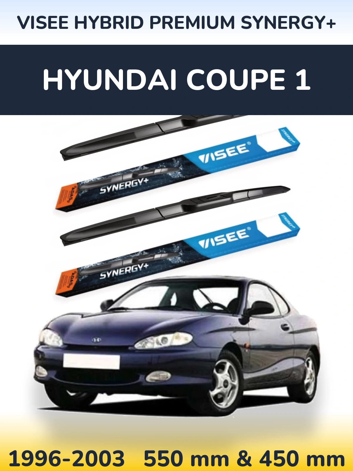 Комплект передніх щіток VISEE HYBRID PREMIUM SYNERGY+ 550 & 450 мм для Hyundai Coupe 1 1996-2003