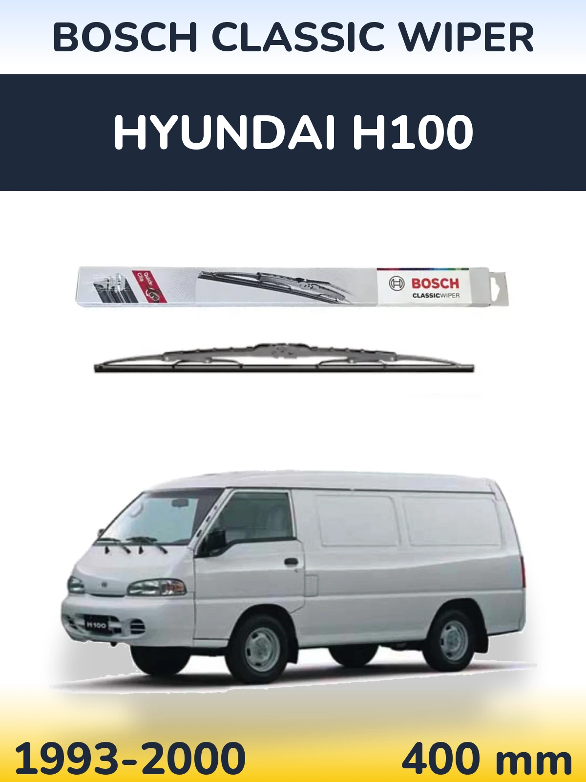 Rear wiper blade BOSCH Classic Wiper 400 mm for Hyundai H100 1993-2000