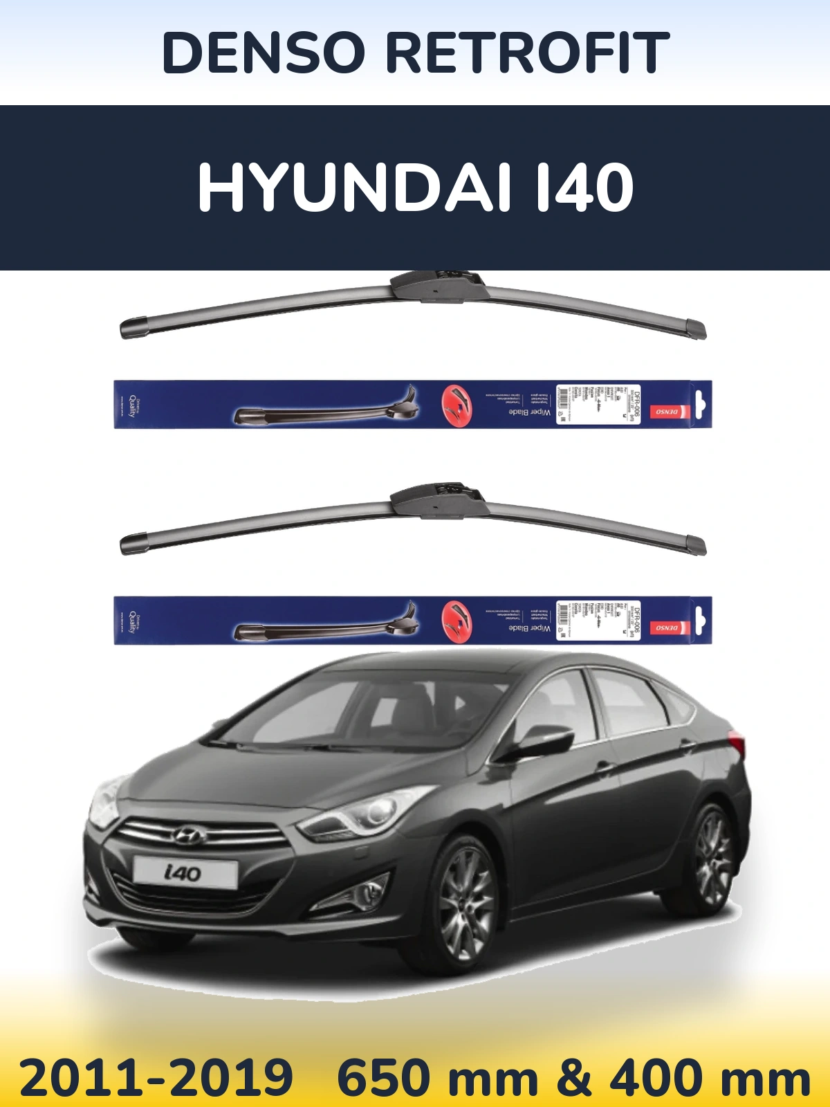 Комплект передних дворников Denso Retrofit 650 & 400 мм для Hyundai i40 2011-2019