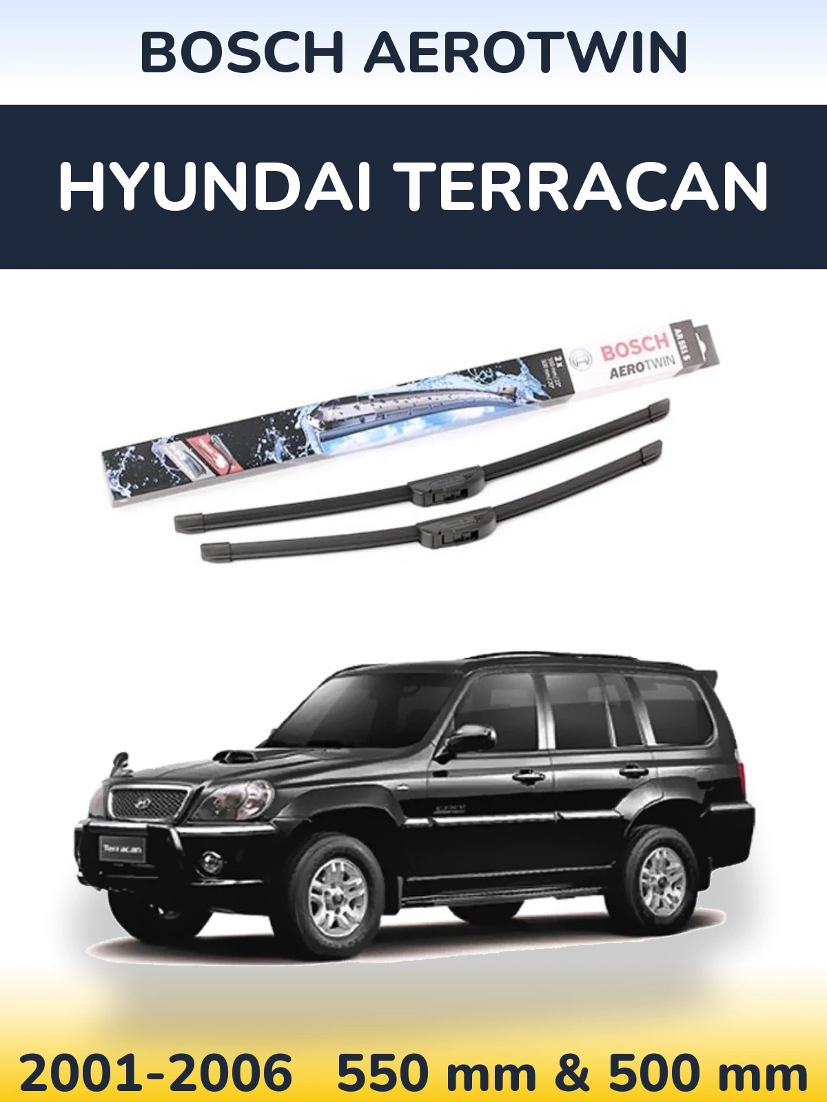 Комплект передніх щіток BOSCH AeroTwin 550 & 500 мм для Hyundai Terracan 2001-2006