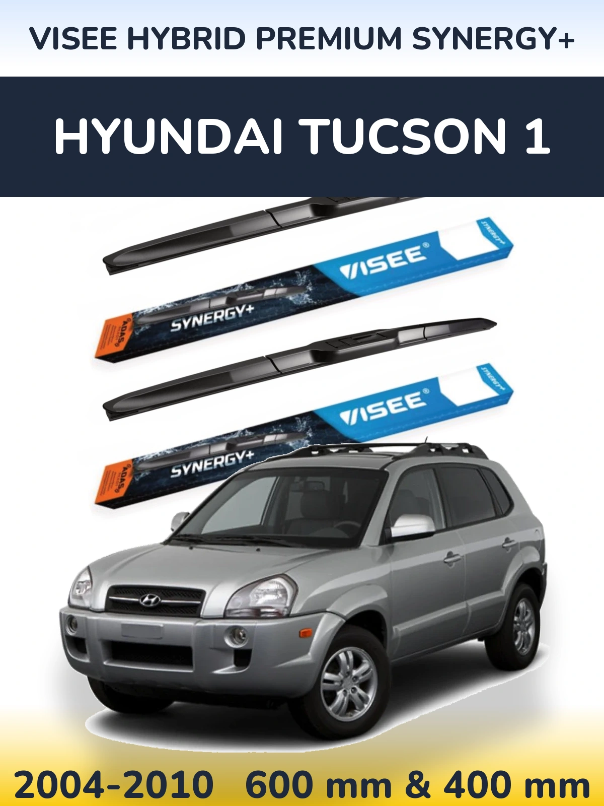 Комплект передних дворников VISEE HYBRID PREMIUM SYNERGY+ 600 & 400 мм для Hyundai Tucson 1 2004-2010