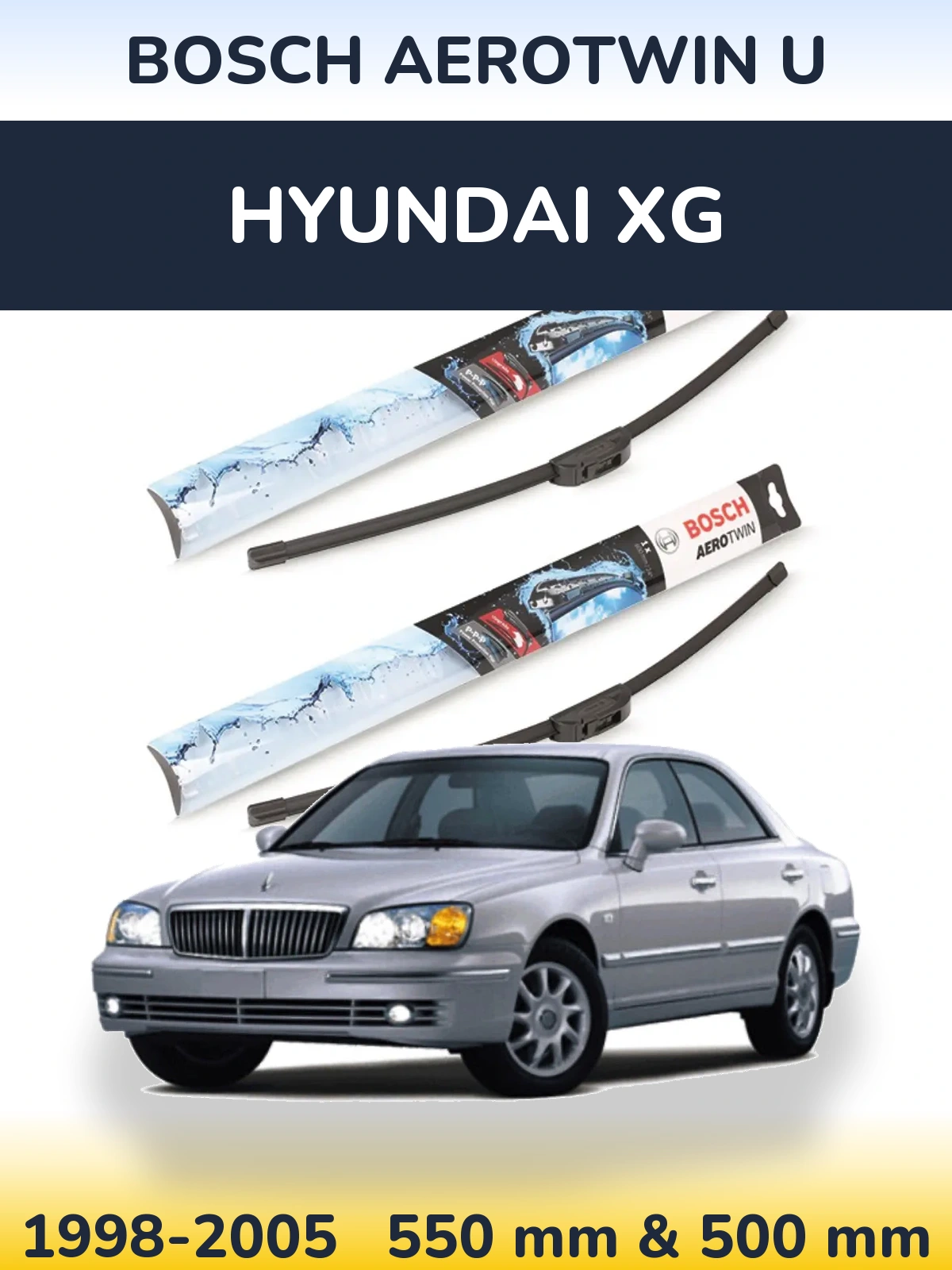 Комплект передніх щіток BOSCH AeroTwin U 550 & 500 мм для Hyundai XG 1998-2005