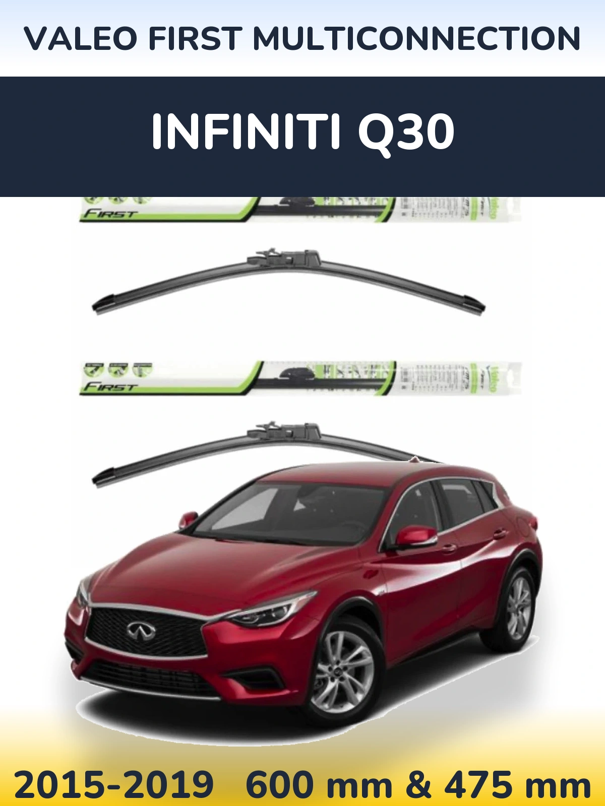 Комплект передніх щіток Valeo First MultiConnection 600 & 475 мм для Infiniti Q30 2015-2019