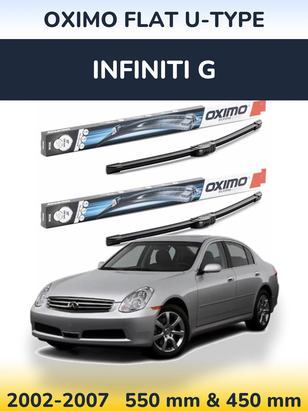 Комплект передних дворников Oximo Flat U-type 550 & 450 мм для Infiniti G 2002-2007