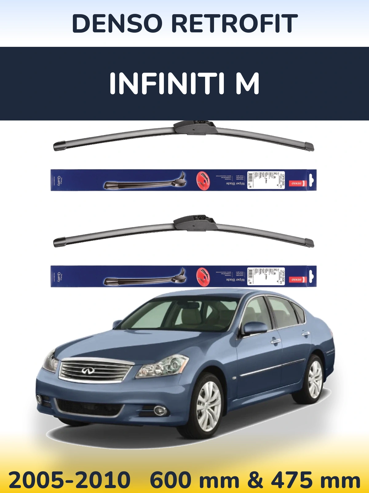 Комплект передних дворников Denso Retrofit 600 & 475 мм для Infiniti M 2005-2010