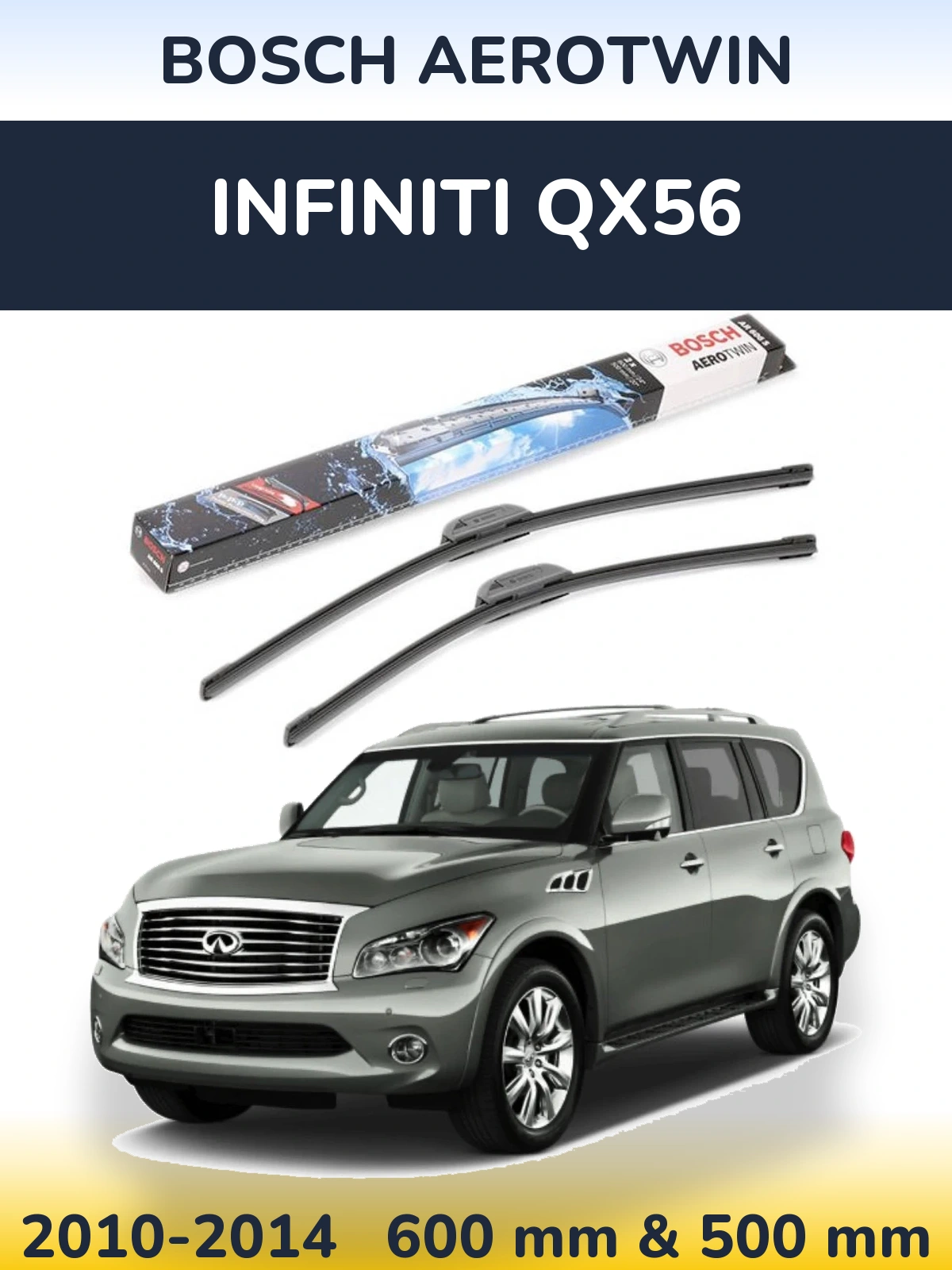 Комплект передніх щіток BOSCH AeroTwin 600 & 500 мм для Infiniti QX56 2010-2014
