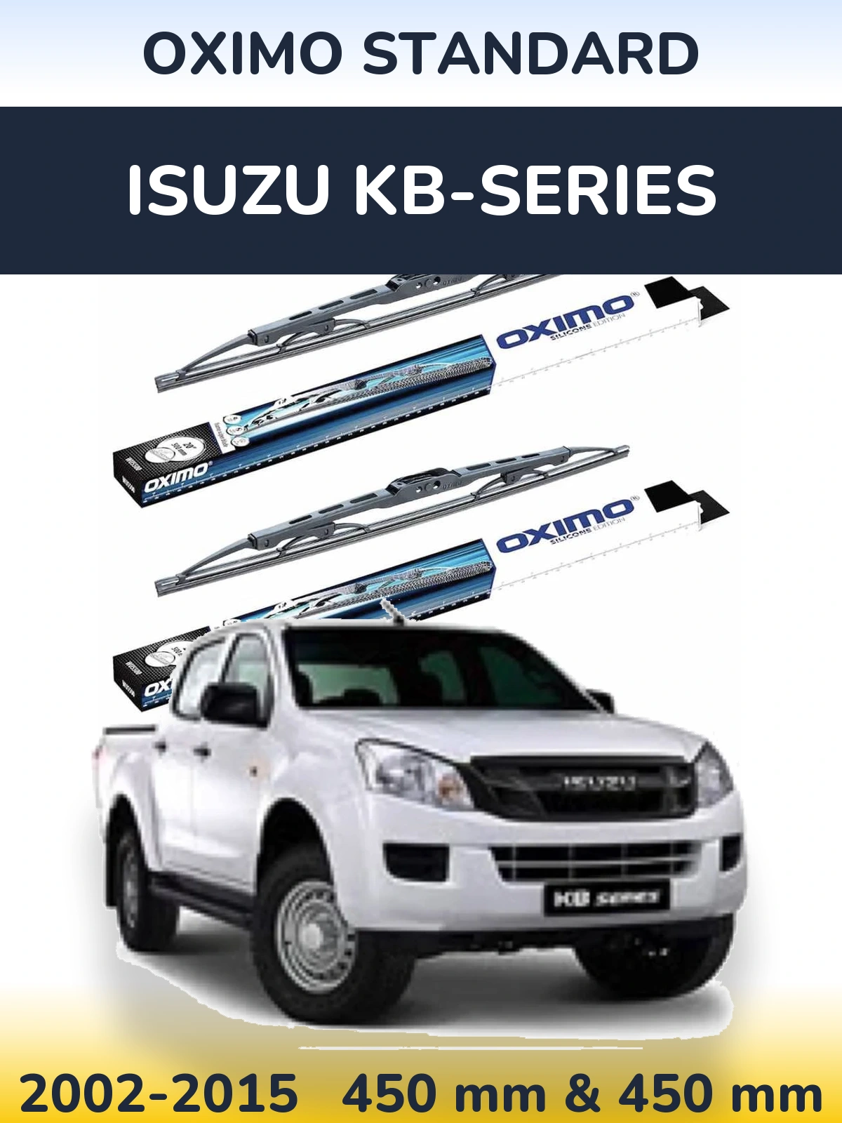 Front wiper blade set Oximo Standard 450 & 450 mm for Isuzu KB-Series 2002-2015