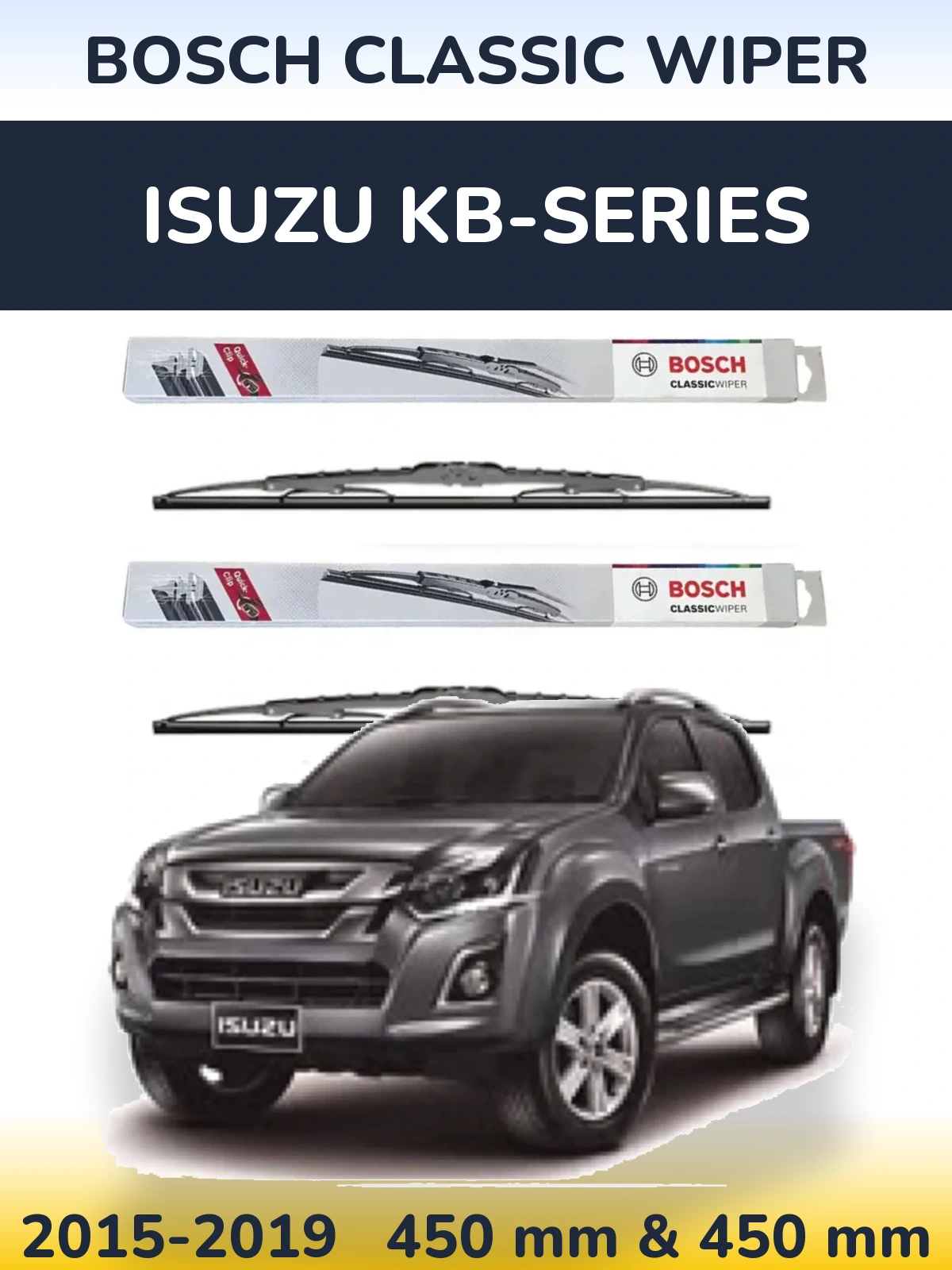 Комплект передних дворников BOSCH Classic Wiper 450 & 450 мм для Isuzu KB-Series 2015-2019