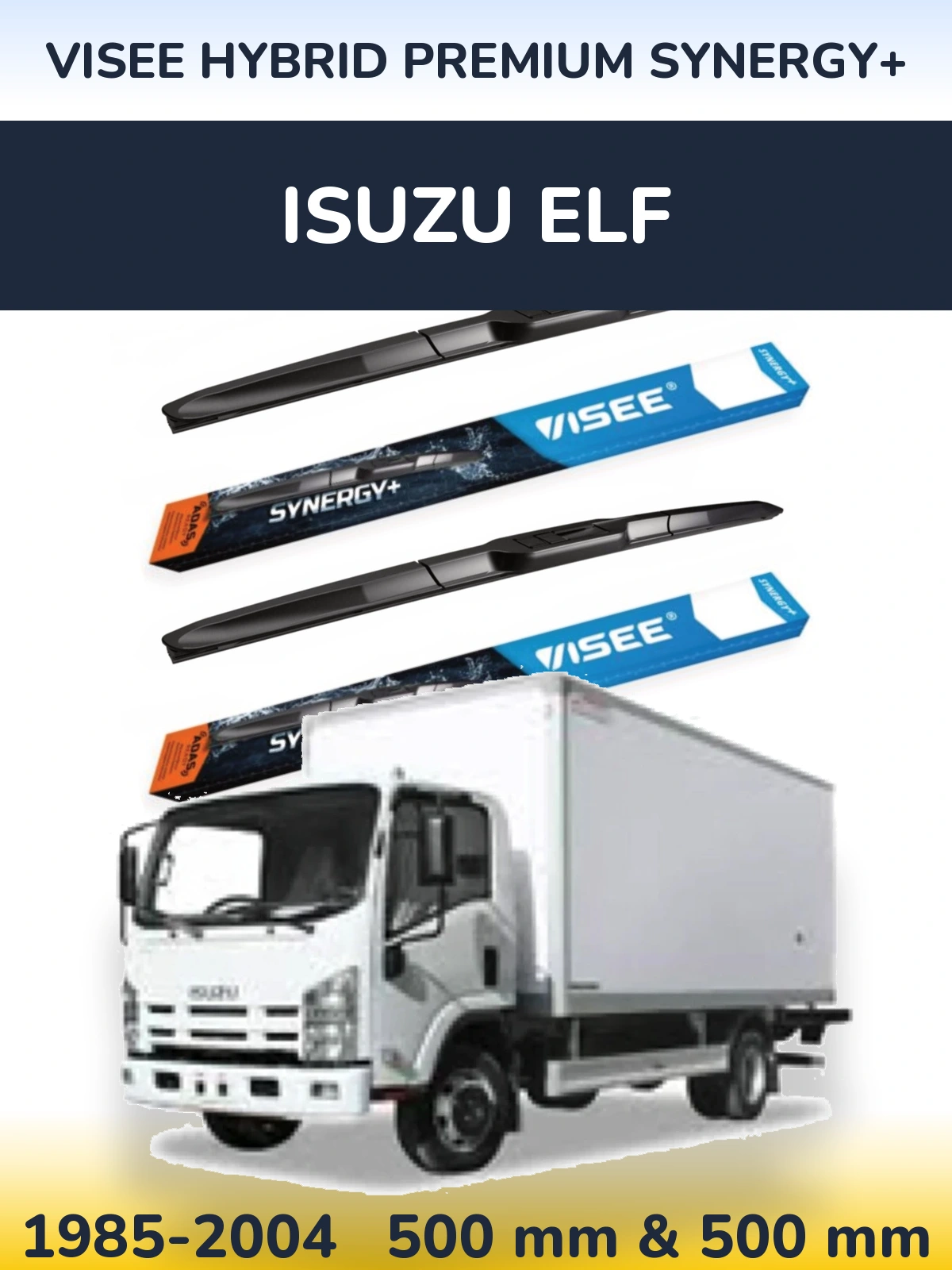 Комплект передніх щіток VISEE HYBRID PREMIUM SYNERGY+ 500 & 500 мм для Isuzu ELF 1985-2004