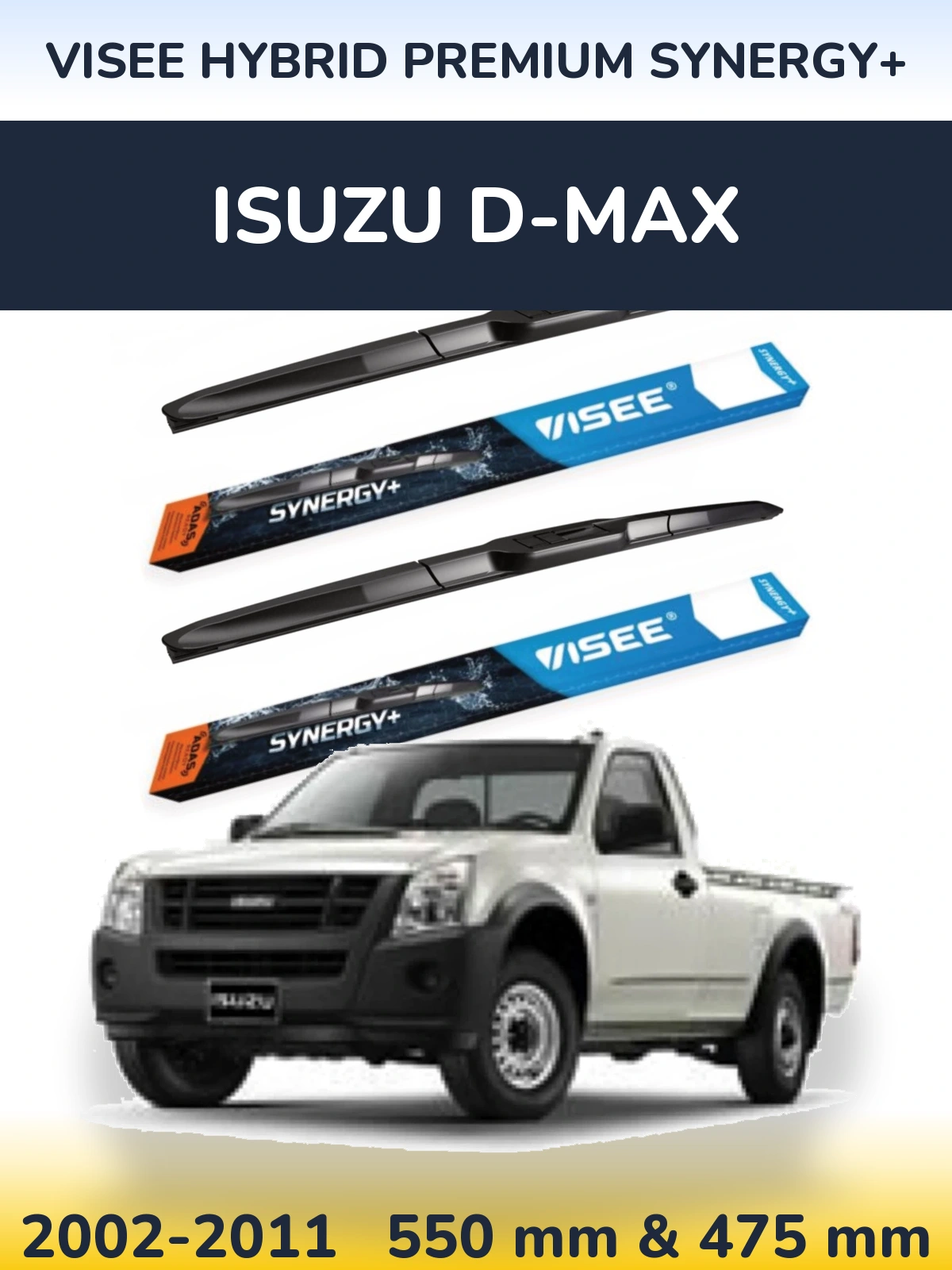 Комплект передніх щіток VISEE HYBRID PREMIUM SYNERGY+ 550 & 475 мм для Isuzu D-Max 2002-2011
