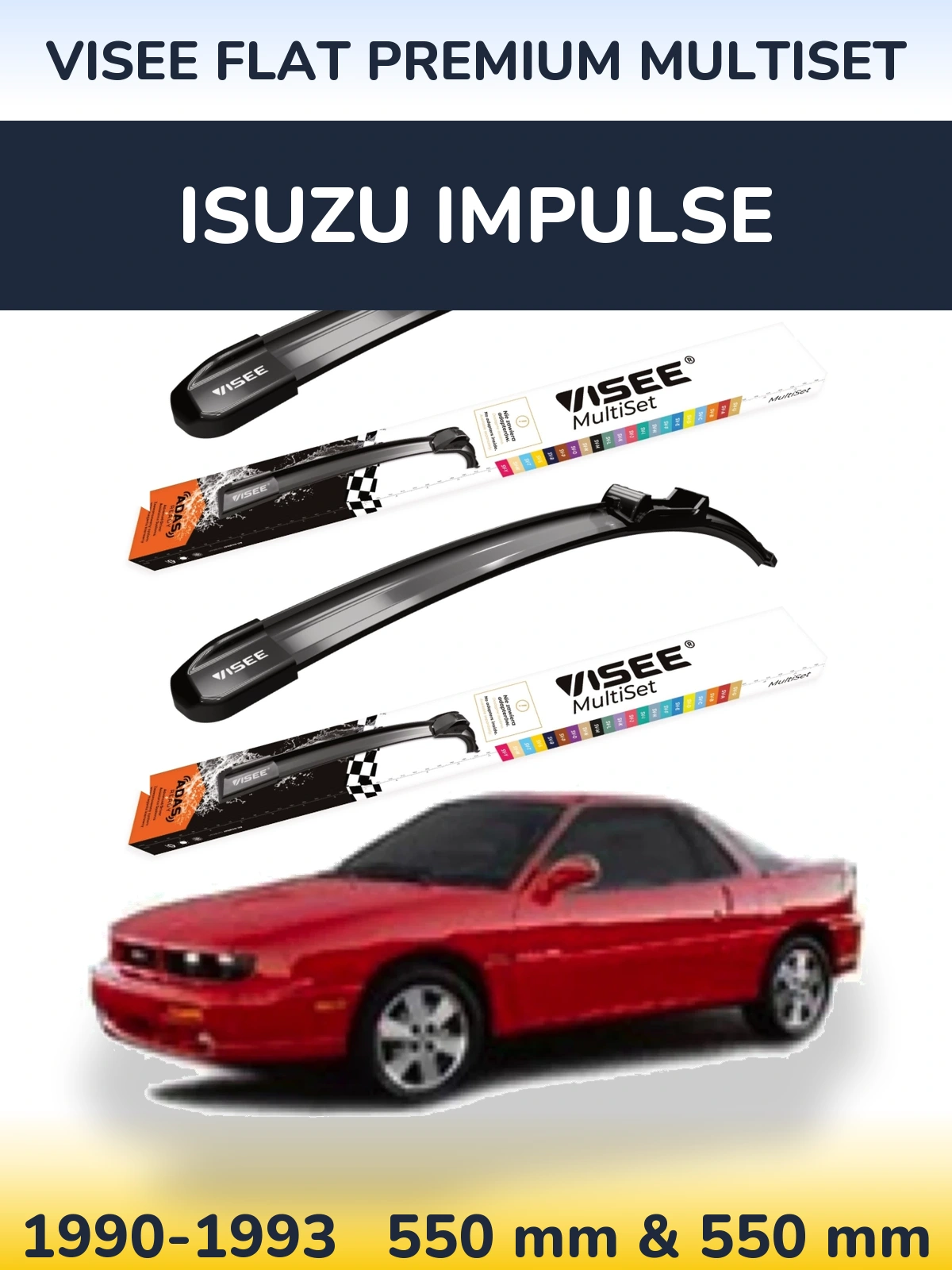 Комплект передніх щіток VISEE FLAT PREMIUM MultiSet 550 & 550 мм для Isuzu Impulse 1990-1993