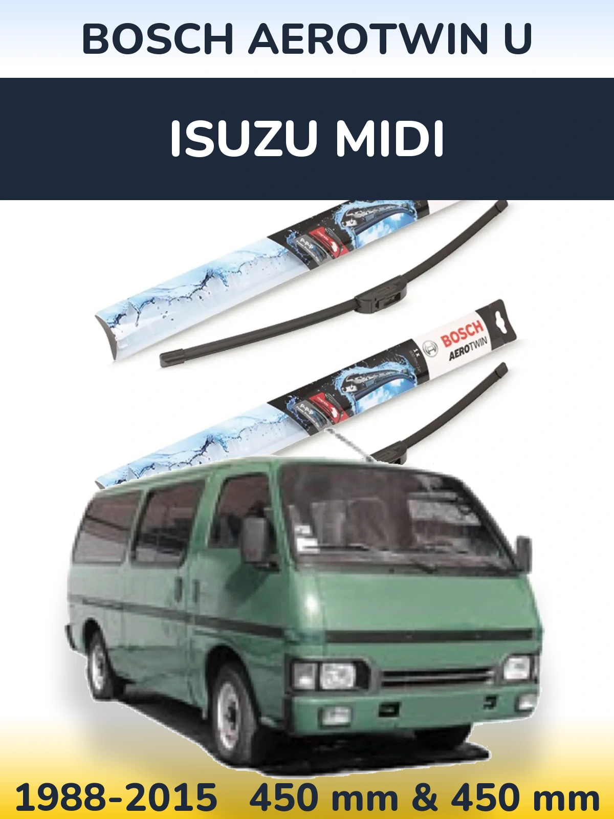 Комплект передних дворников BOSCH AeroTwin U 450 & 450 мм для Isuzu Midi 1988-2015