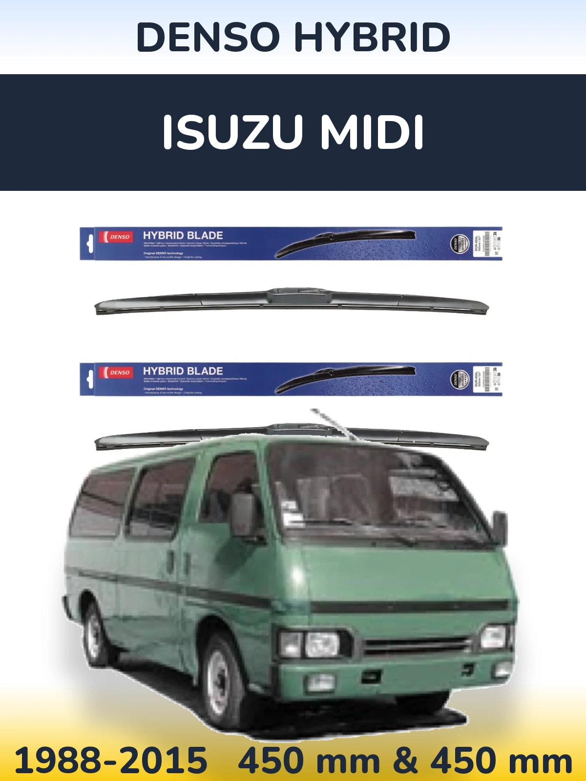 Комплект передних дворников Denso Hybrid 450 & 450 мм для Isuzu Midi 1988-2015