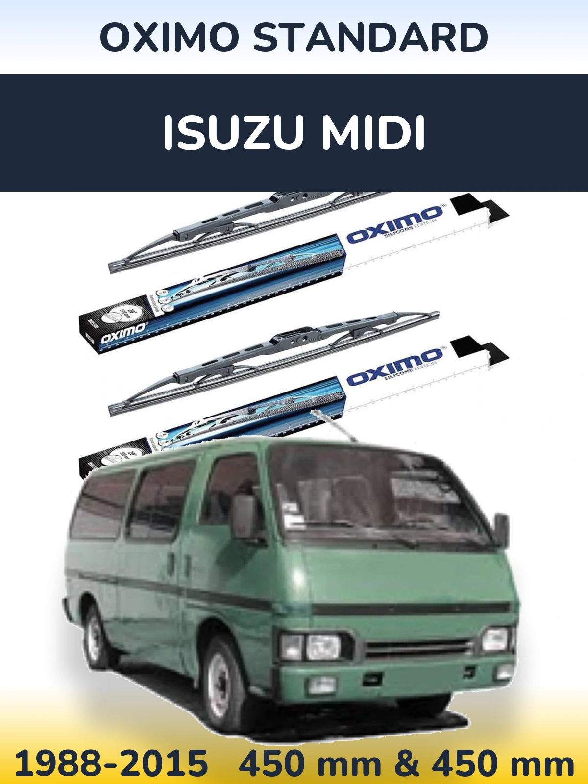 Front wiper blade set Oximo Standard 450 & 450 mm for Isuzu Midi 1988-2015