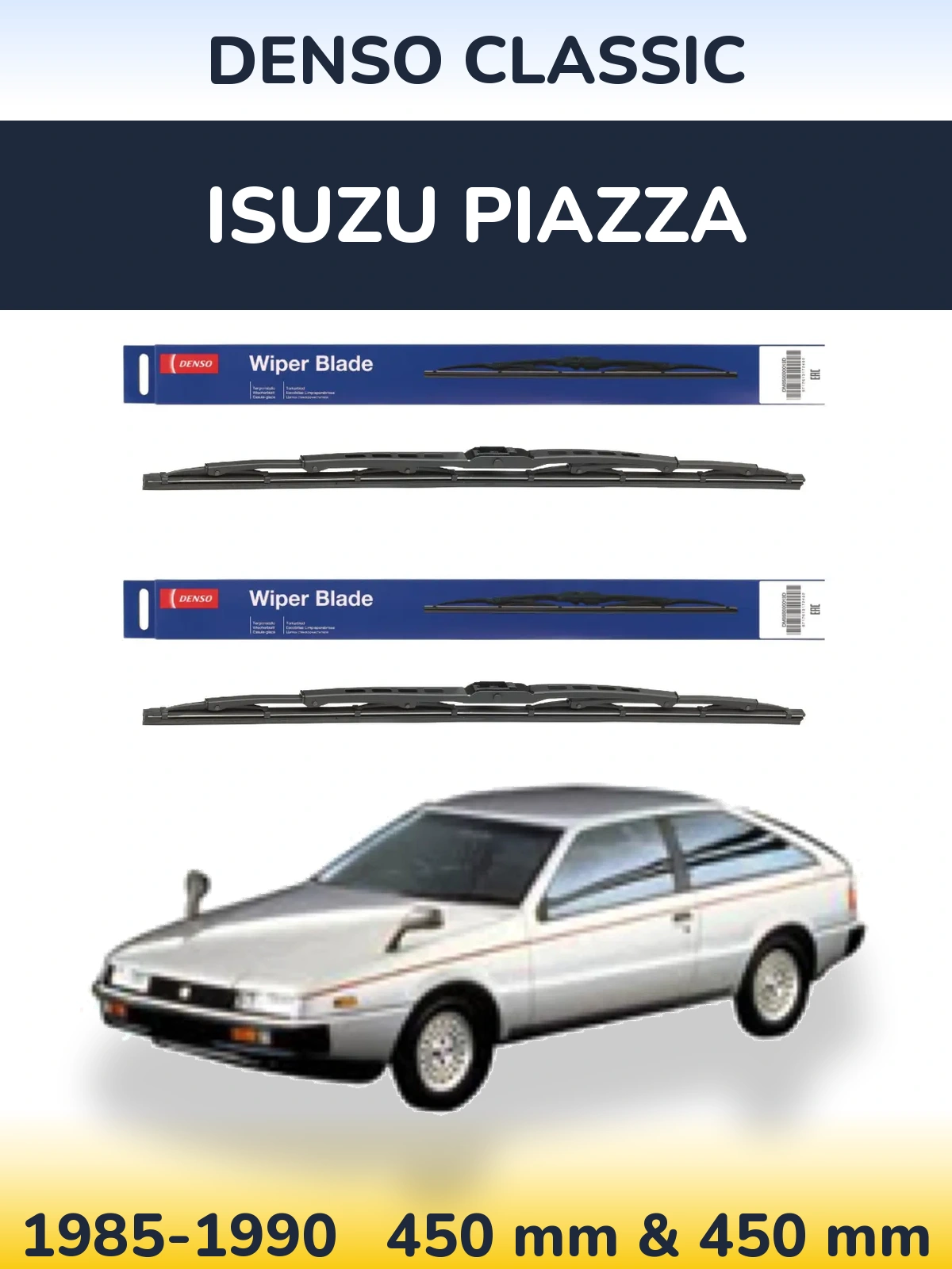Front wiper blade set Denso Classic 450 & 450 mm for Isuzu Piazza 1985-1990