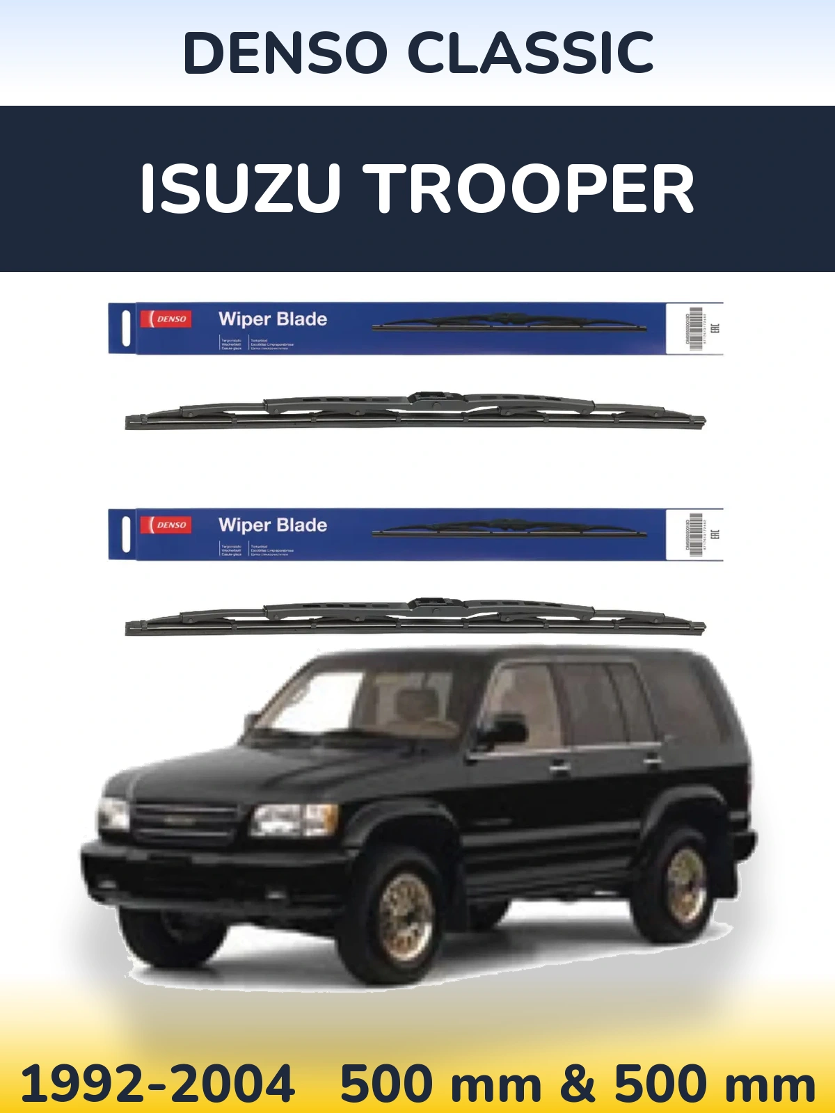 Front wiper blade set Denso Classic 500 & 500 mm for Isuzu Trooper 1992-2004