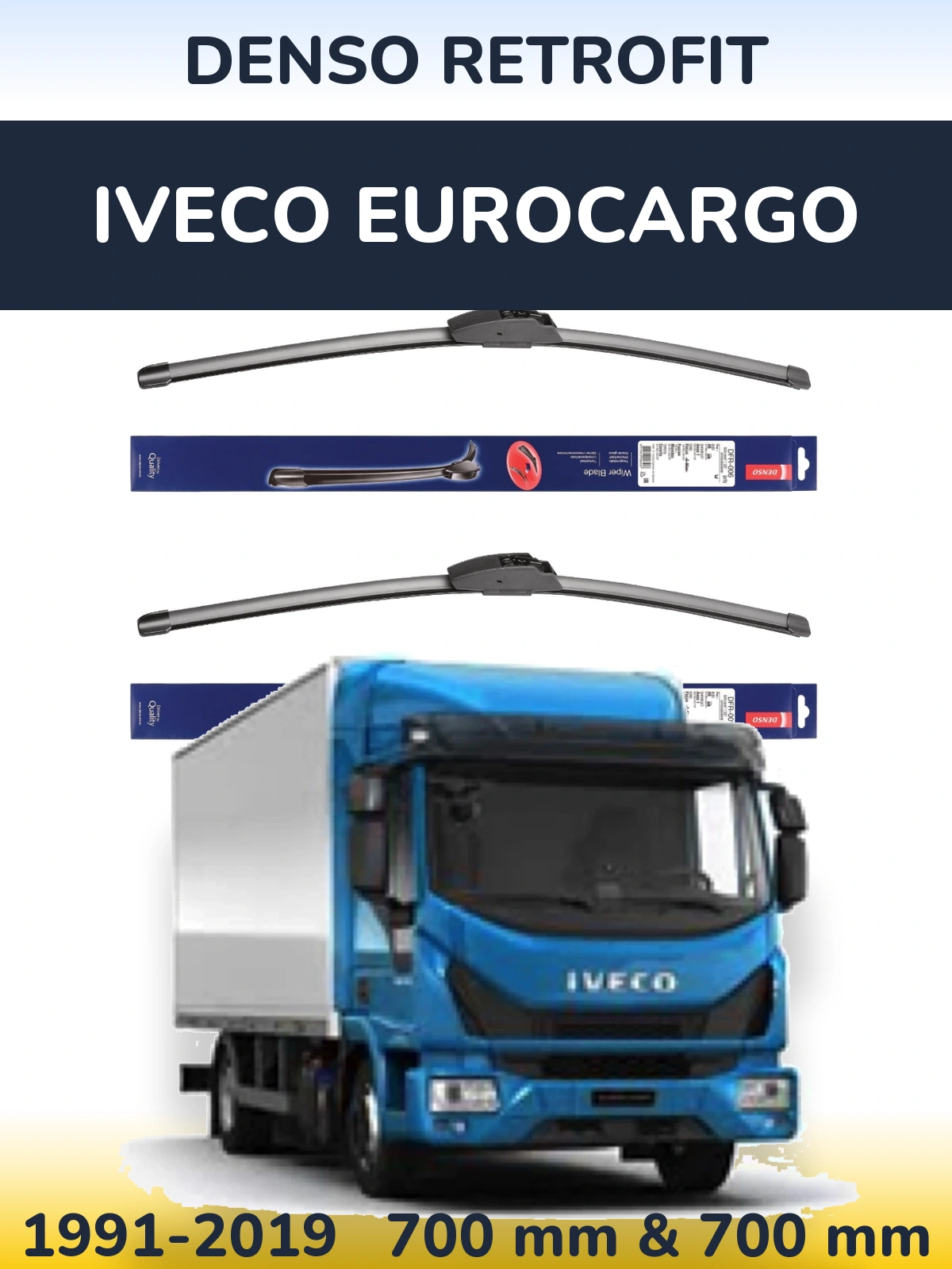 Комплект передних дворников Denso Retrofit 700 & 700 мм для Iveco EuroCargo 1991-2019