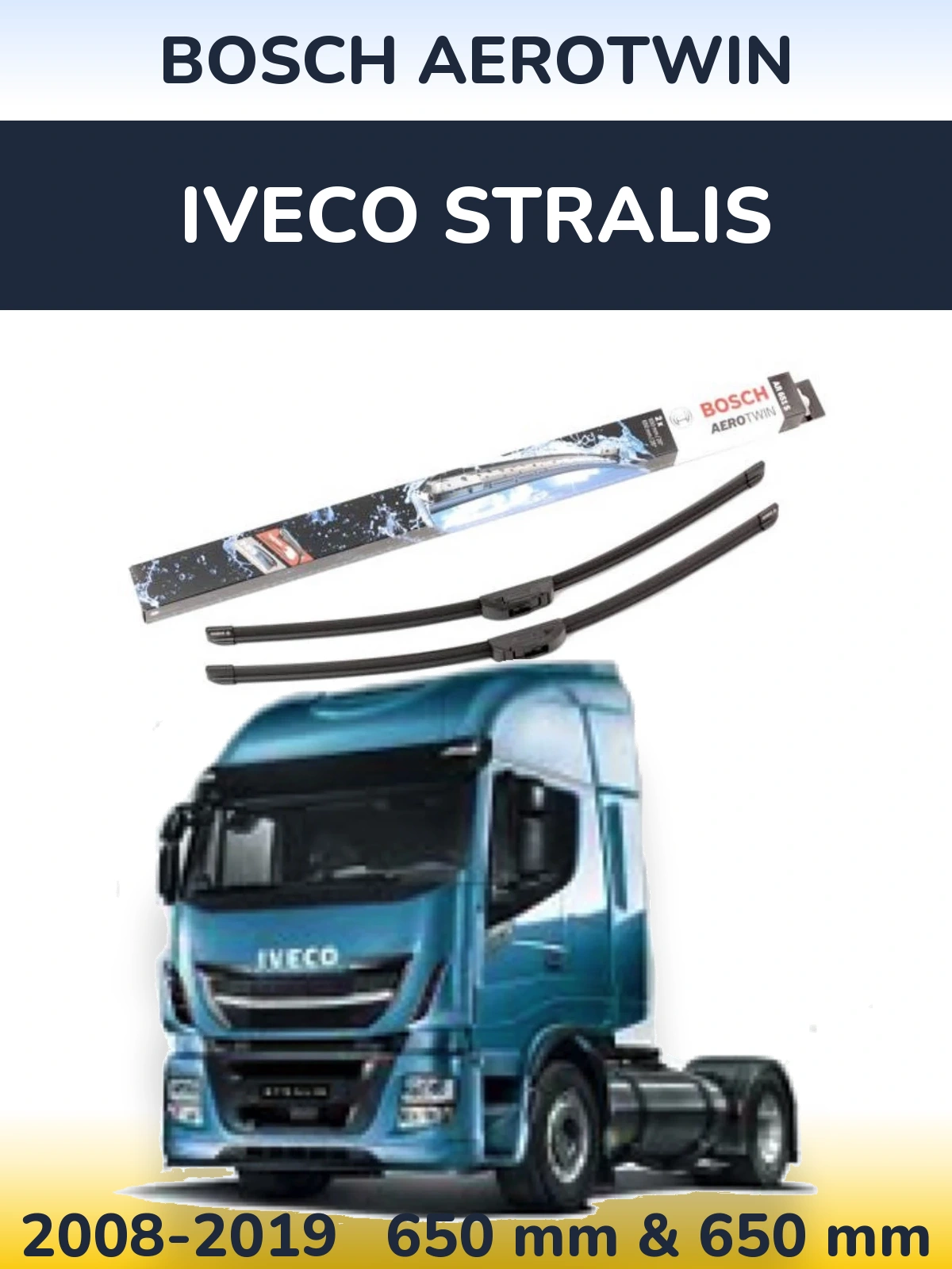 Комплект передніх щіток BOSCH AeroTwin 650 & 650 мм для Iveco Stralis 2008-2019