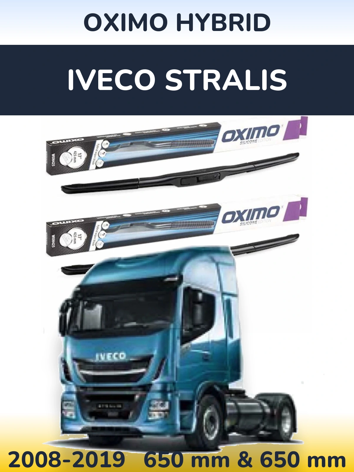 Комплект передніх щіток Oximo Hybrid 650 & 650 мм для Iveco Stralis 2008-2019