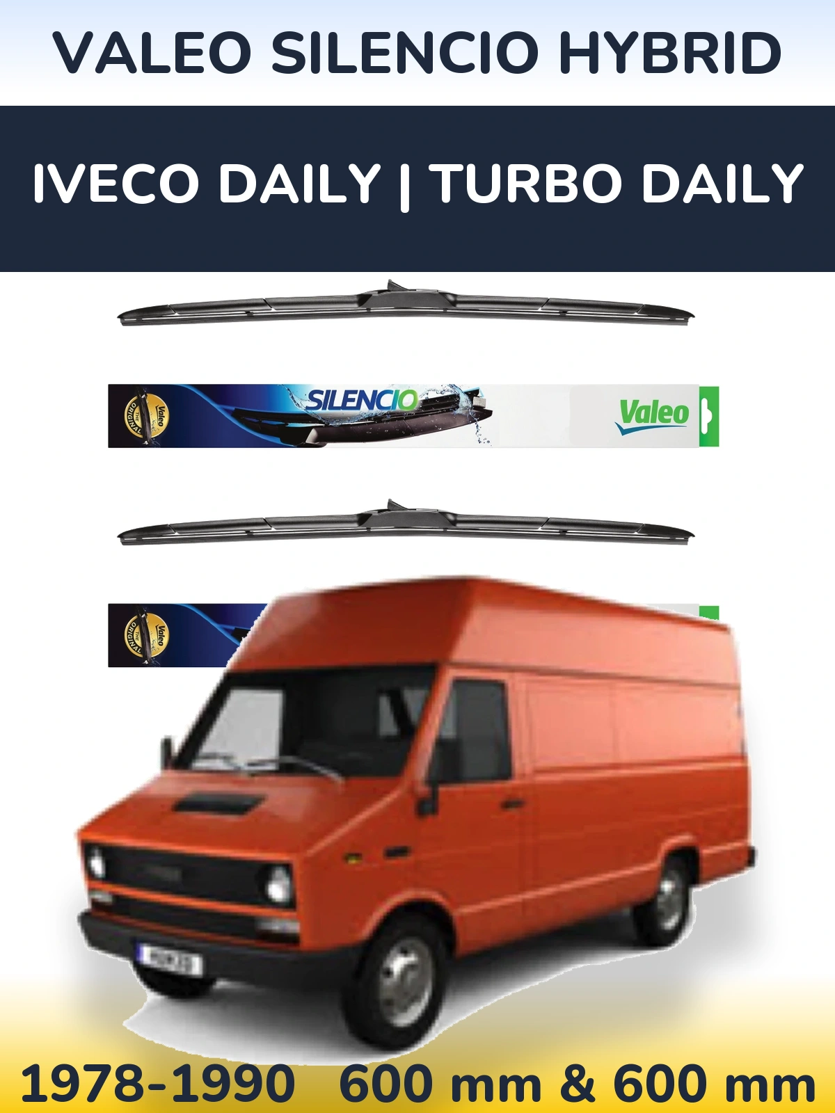 Комплект передних дворников Valeo Silencio Hybrid 600 & 600 мм для Iveco Daily | Turbo Daily 1978-1990
