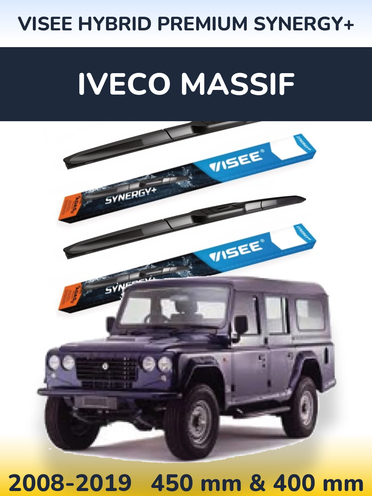 Комплект передних дворников VISEE HYBRID PREMIUM SYNERGY+ 450 & 400 мм для Iveco Massif 2008-2019