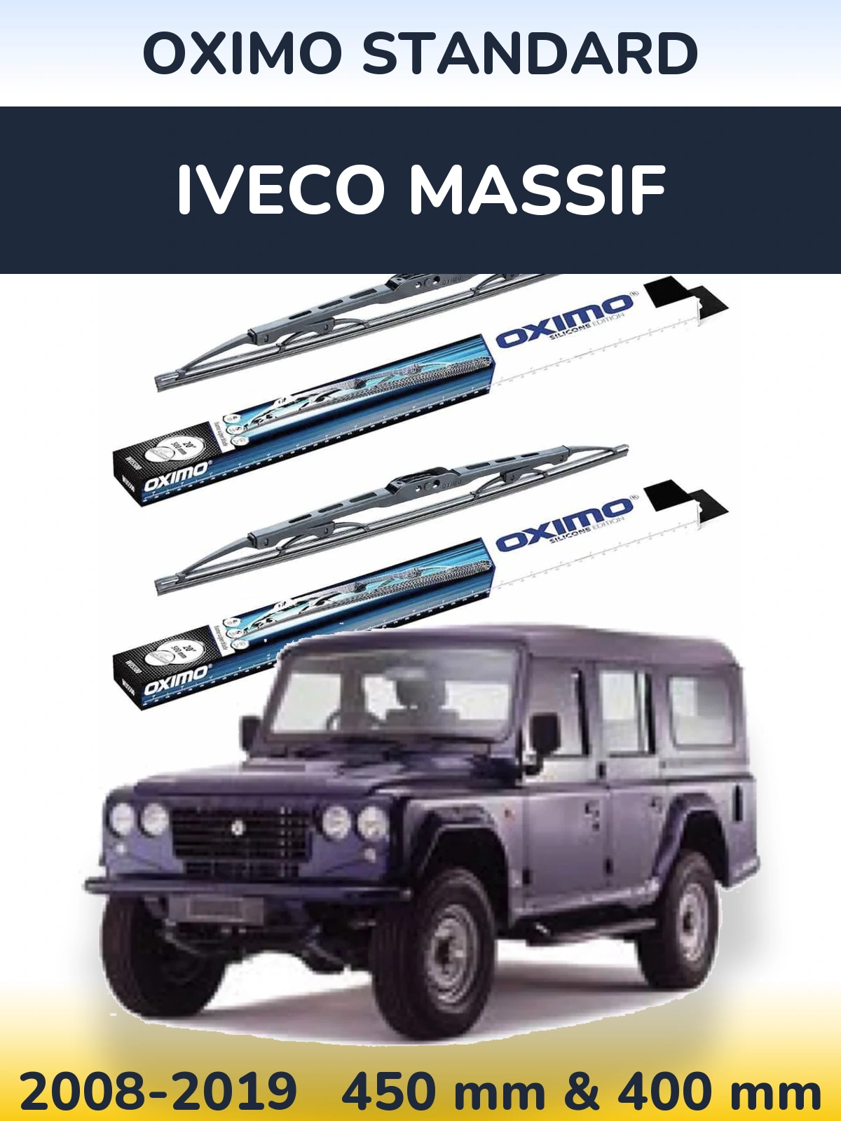 Комплект передних дворников Oximo Standard 450 & 400 мм для Iveco Massif 2008-2019