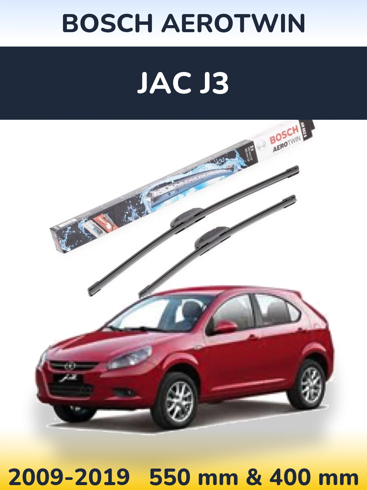 Комплект передних дворников BOSCH AeroTwin 550 & 400 мм для JAC J3 2009-2019