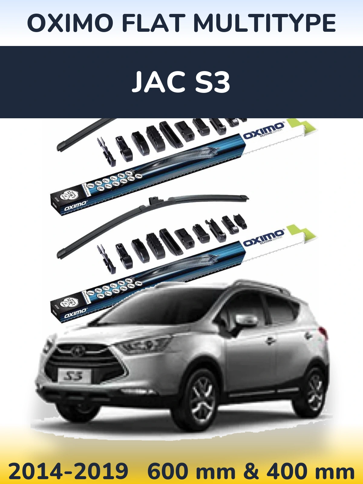 Комплект передних дворников Oximo Flat MultiТипe 600 & 400 мм для JAC S3 2014-2019