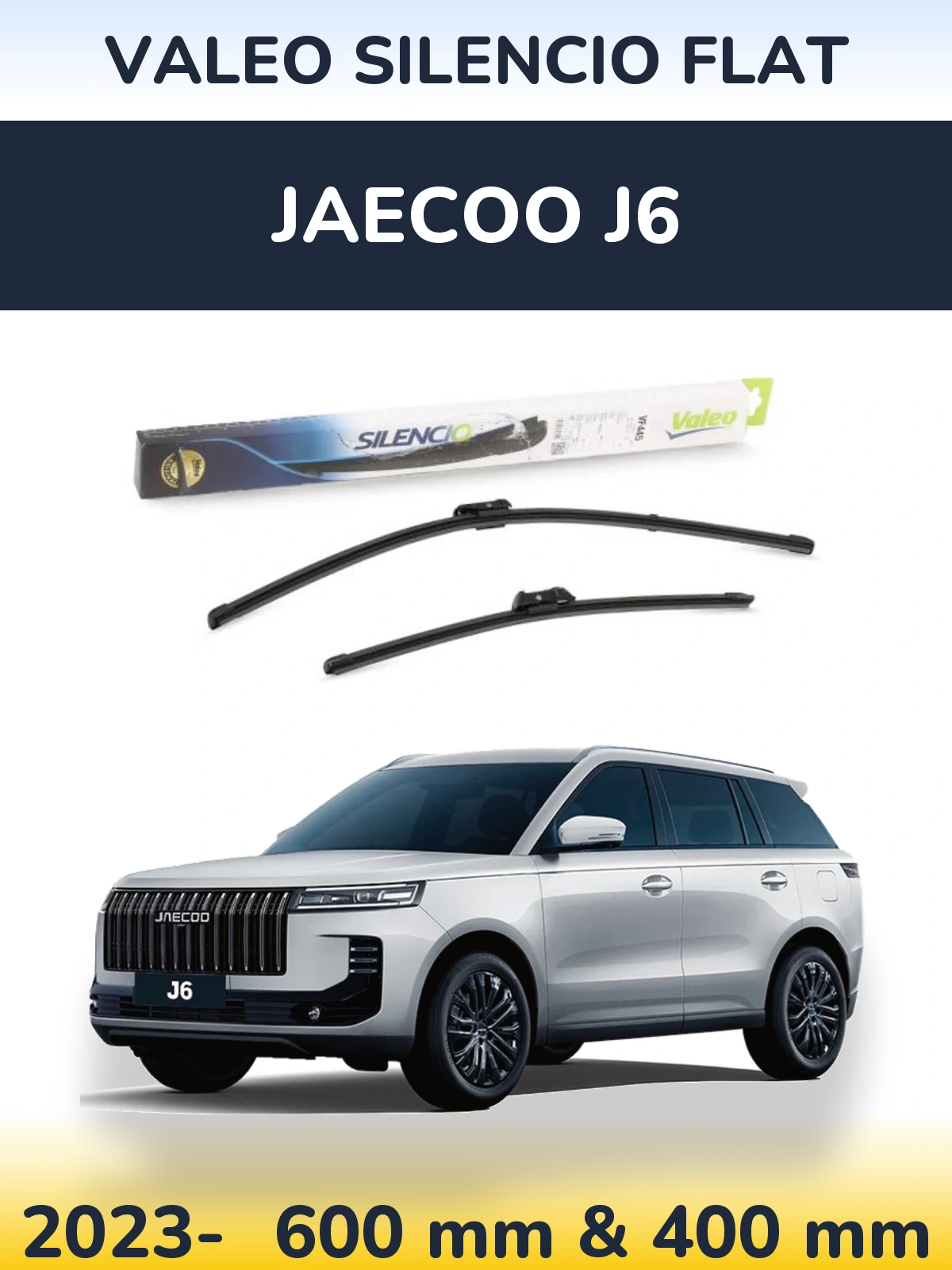 Front wiper blade set Valeo Silencio Flat 600 & 400 mm for Jaecoo J6 2023-2026