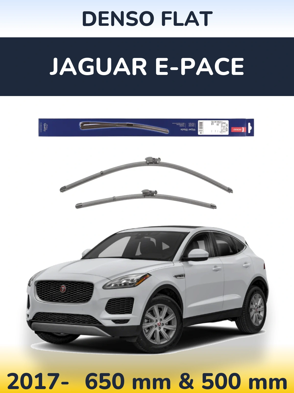 Front wiper blade set Denso Flat 650 & 500 mm for Jaguar E-Pace 2017-2026