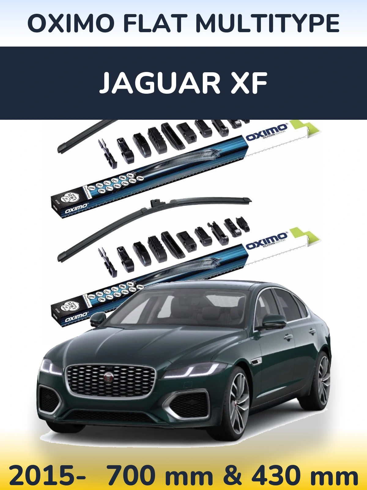 Front wiper blade set Oximo Flat MultiTipse 700 & 430 mm for Jaguar XF 2015-2026