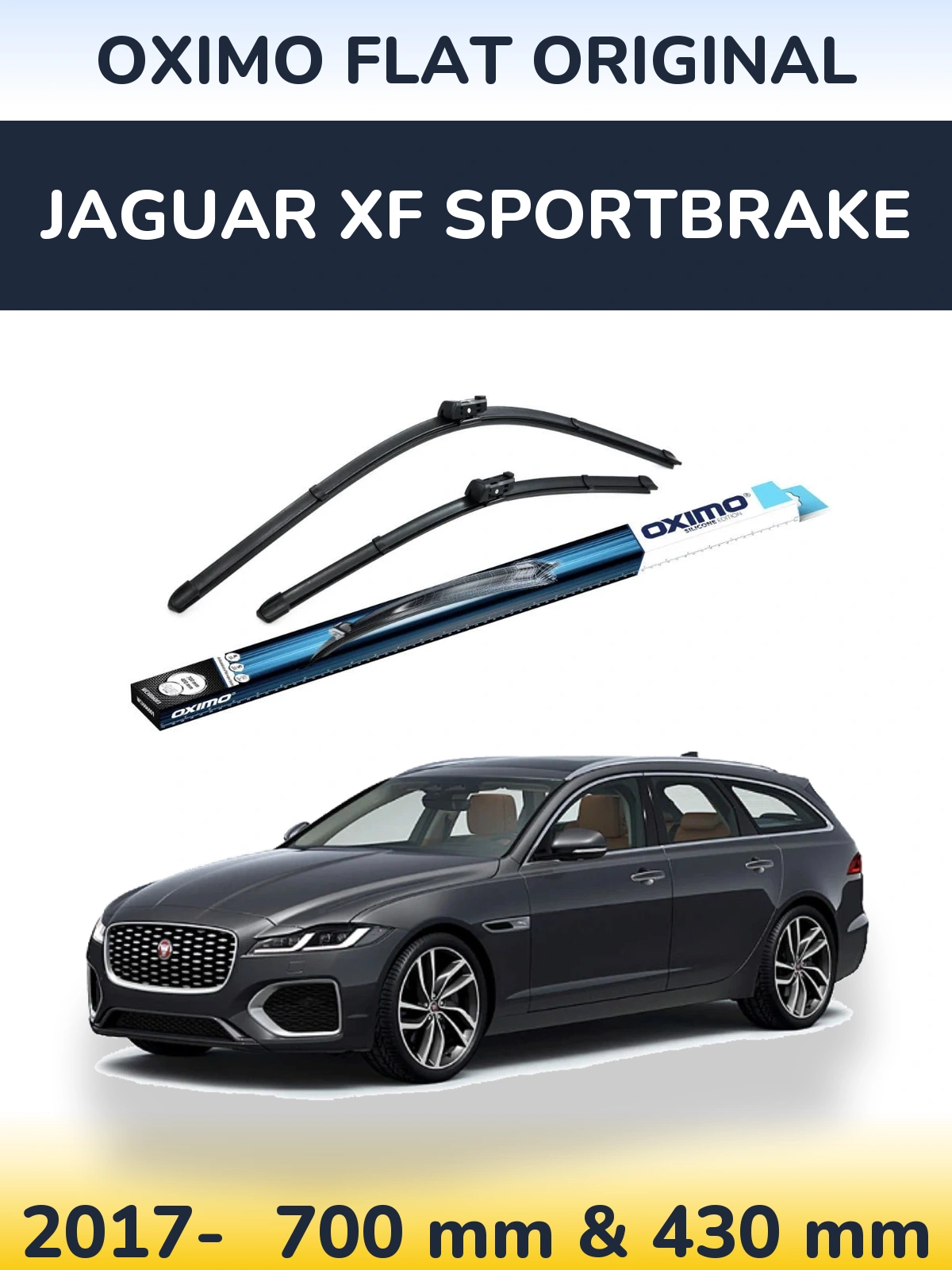 Комплект передних дворников Oximo Flat Original 700 & 430 мм для Jaguar XF Sportbrake 2017-2026