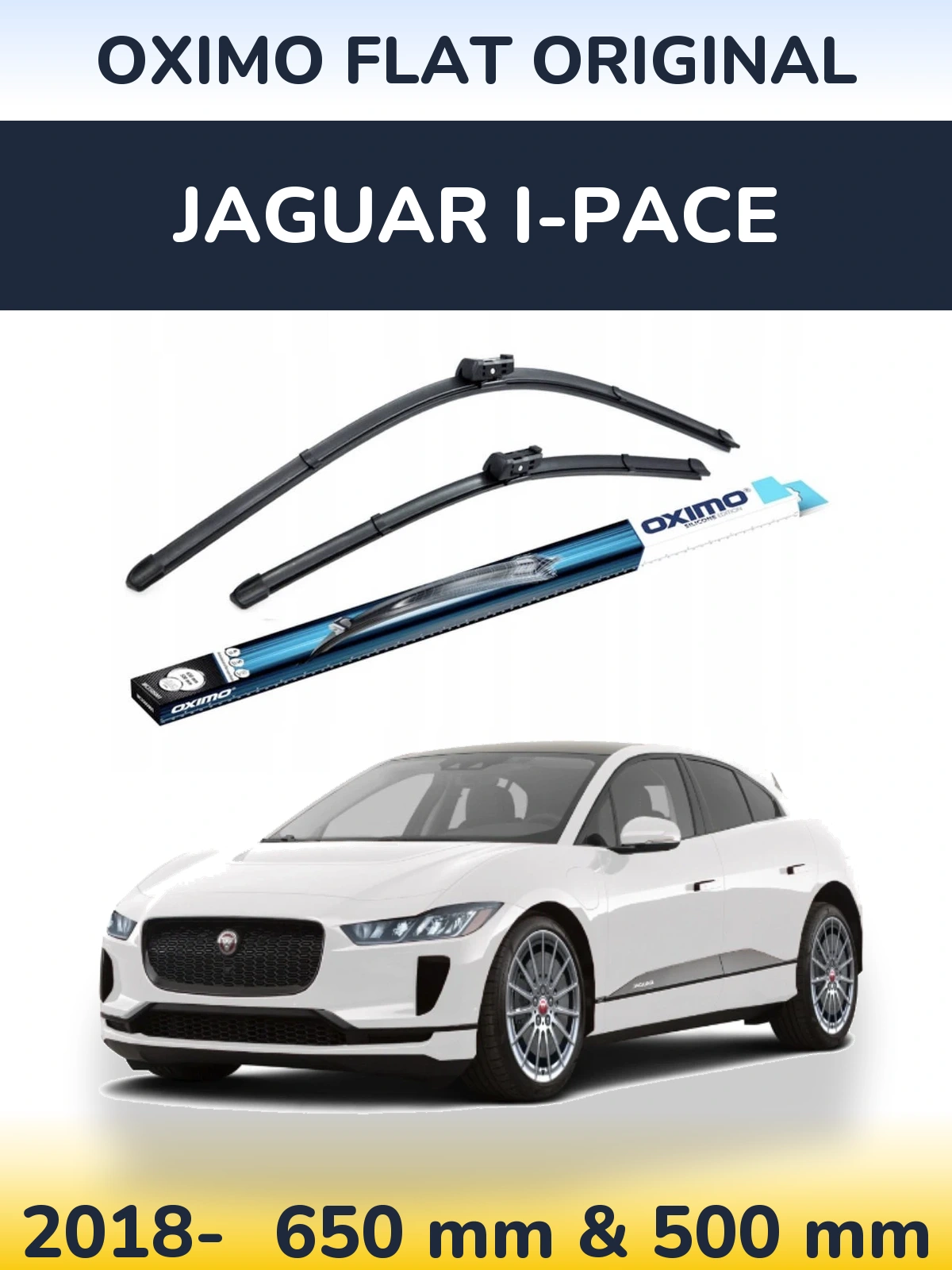 Front wiper blade set Oximo Flat Original 650 & 500 mm for Jaguar I-Pace 2018-2026