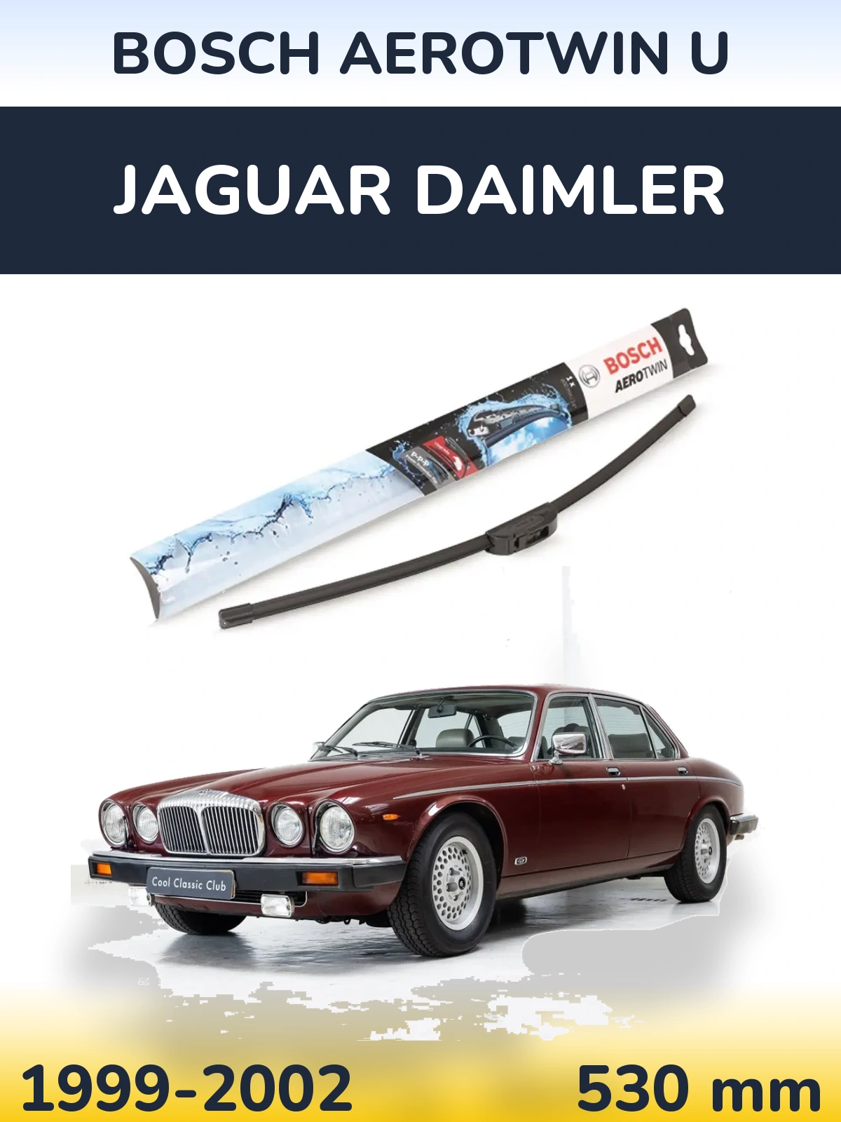 Front wiper blade BOSCH AeroTwin U 530 mm for Jaguar Daimler 1999-2002