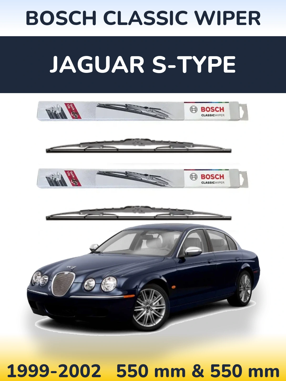 Комплект передніх щіток BOSCH Classic Wiper 550 & 550 мм для Jaguar S-Типe 1999-2002