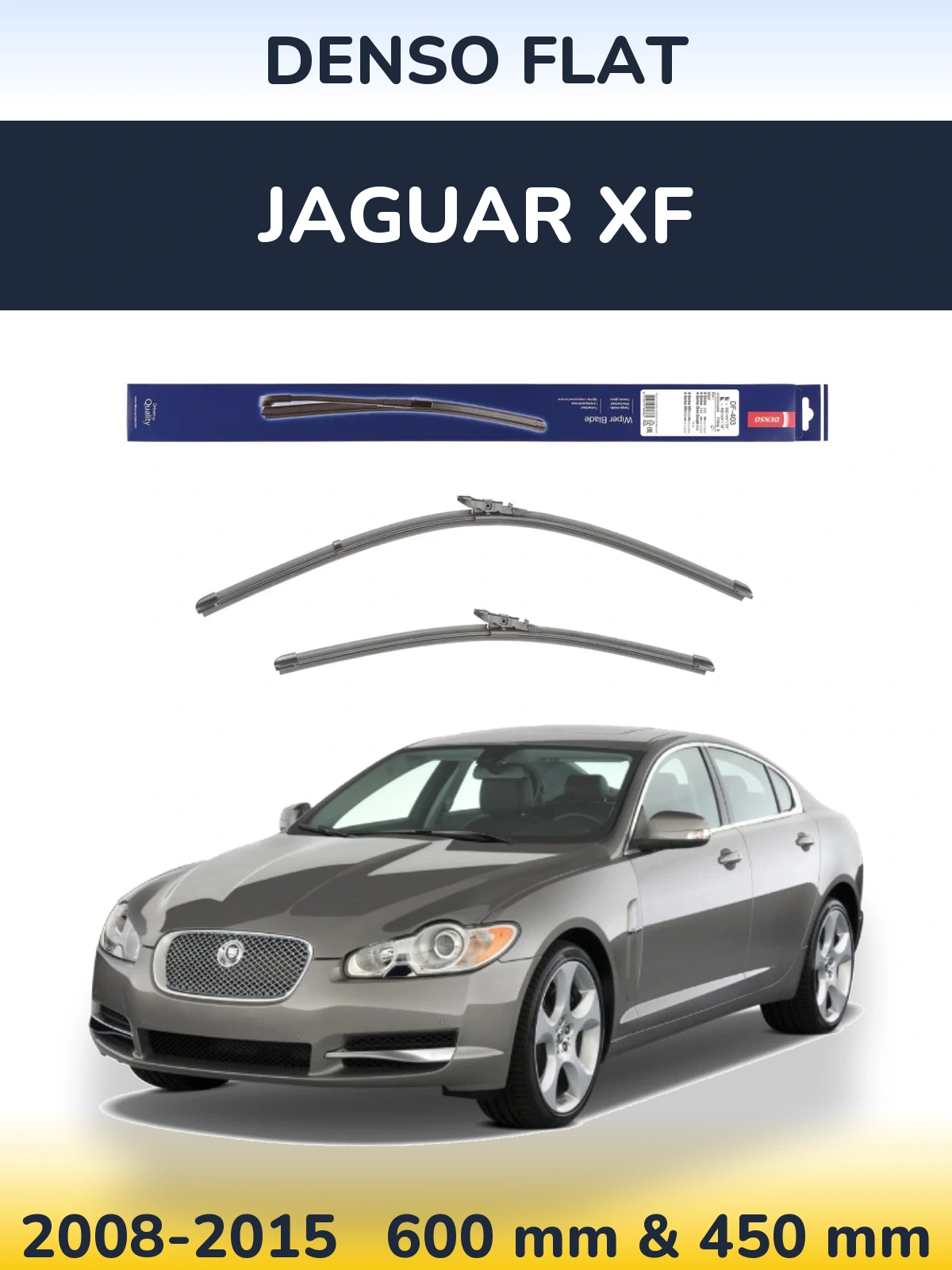 Front wiper blade set Denso Flat 600 & 450 mm for Jaguar XF 2008-2015
