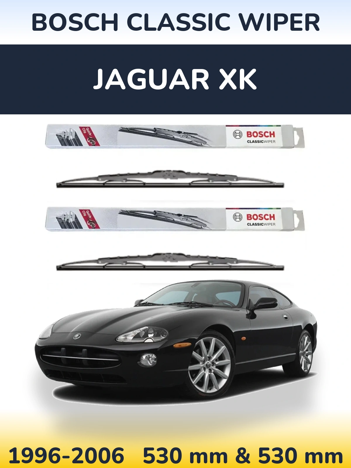 Front wiper blade set BOSCH Classic Wiper 530 & 530 mm for Jaguar XK 1996-2006