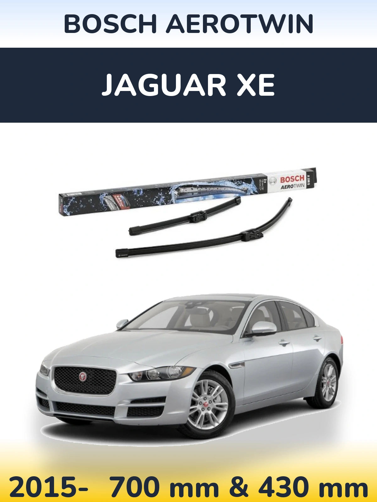 Front wiper blade set BOSCH AeroTwin 700 & 430 mm for Jaguar XE 2015-2026