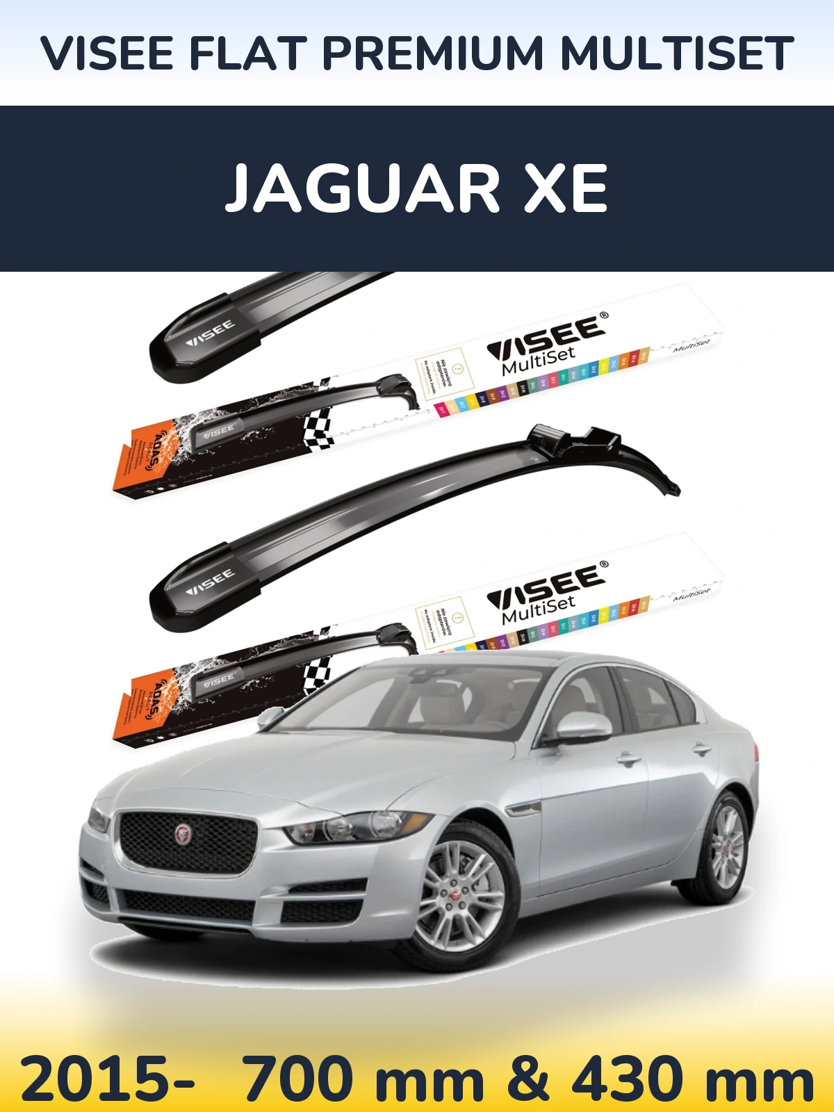 Комплект передніх щіток VISEE FLAT PREMIUM MultiSet 700 & 430 мм для Jaguar XE 2015-2026