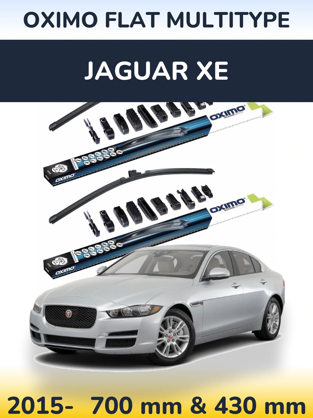 Front wiper blade set Oximo Flat MultiTypee 700 & 430 mm for Jaguar XE 2015-2026