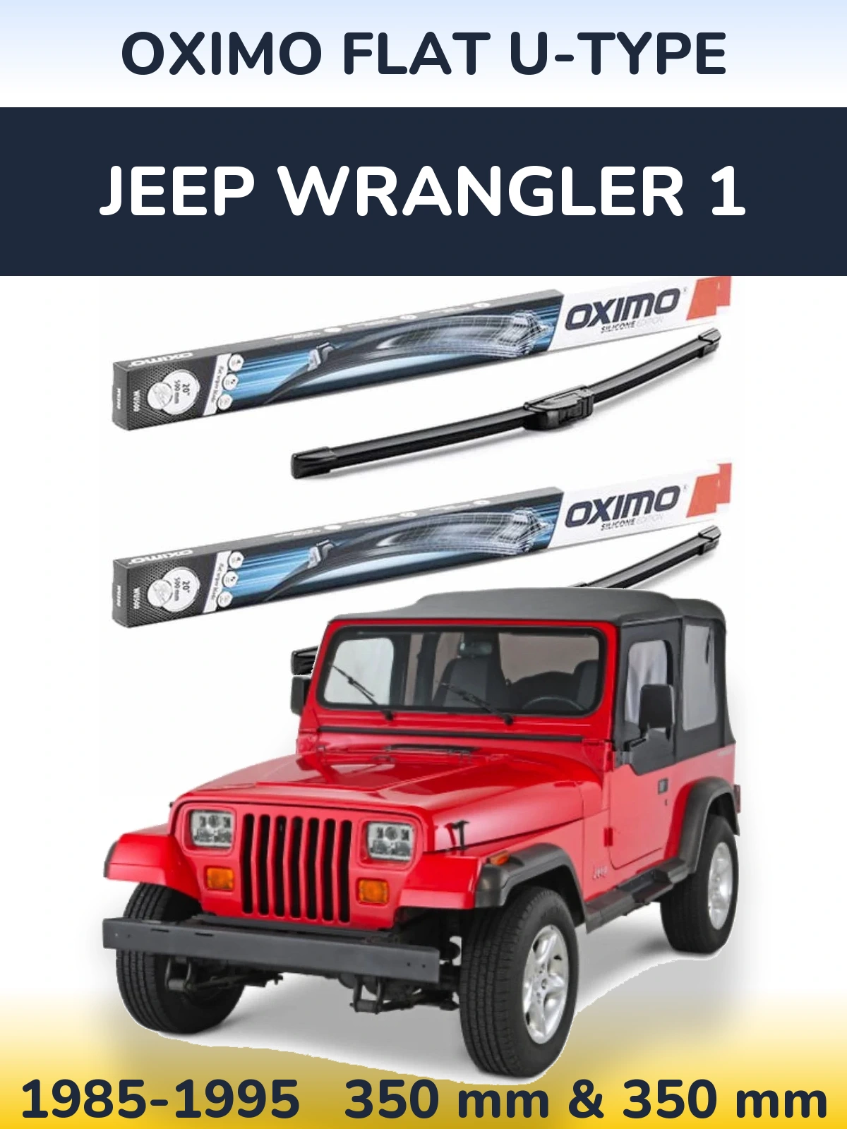 Комплект передних дворников Oximo Flat U-type 350 & 350 мм для Jeep Wrangler 1 1985-1995
