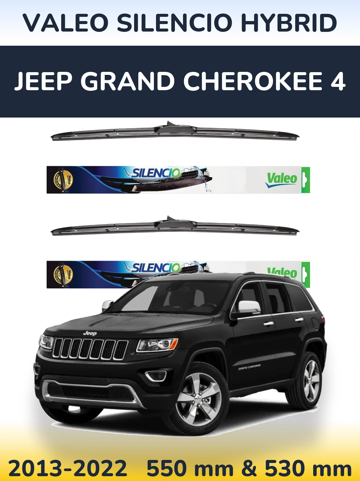 Комплект передних дворников Valeo Silencio Hybrid 550 & 530 мм для Jeep Grand Cherokee 4 2013-2022