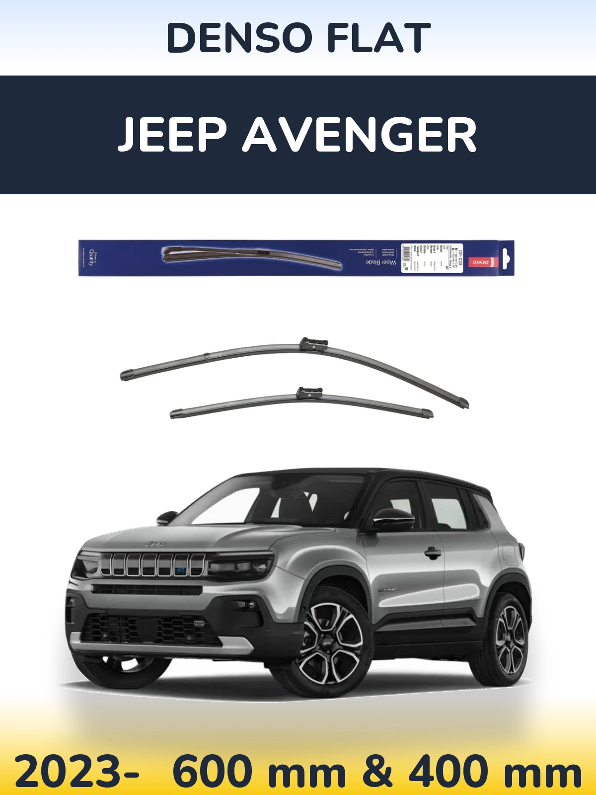 Front wiper blade set Denso Flat 600 & 400 mm for Jeep Avenger 2023-2026