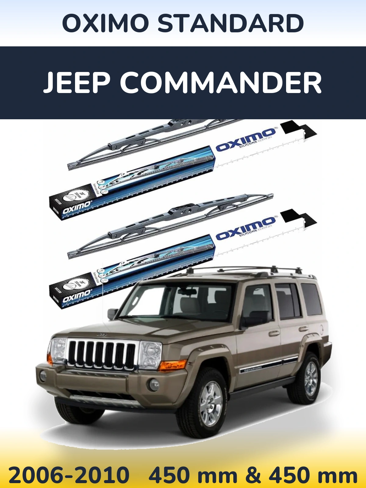 Front wiper blade set Oximo Standard 450 & 450 mm for Jeep Commander 2006-2010
