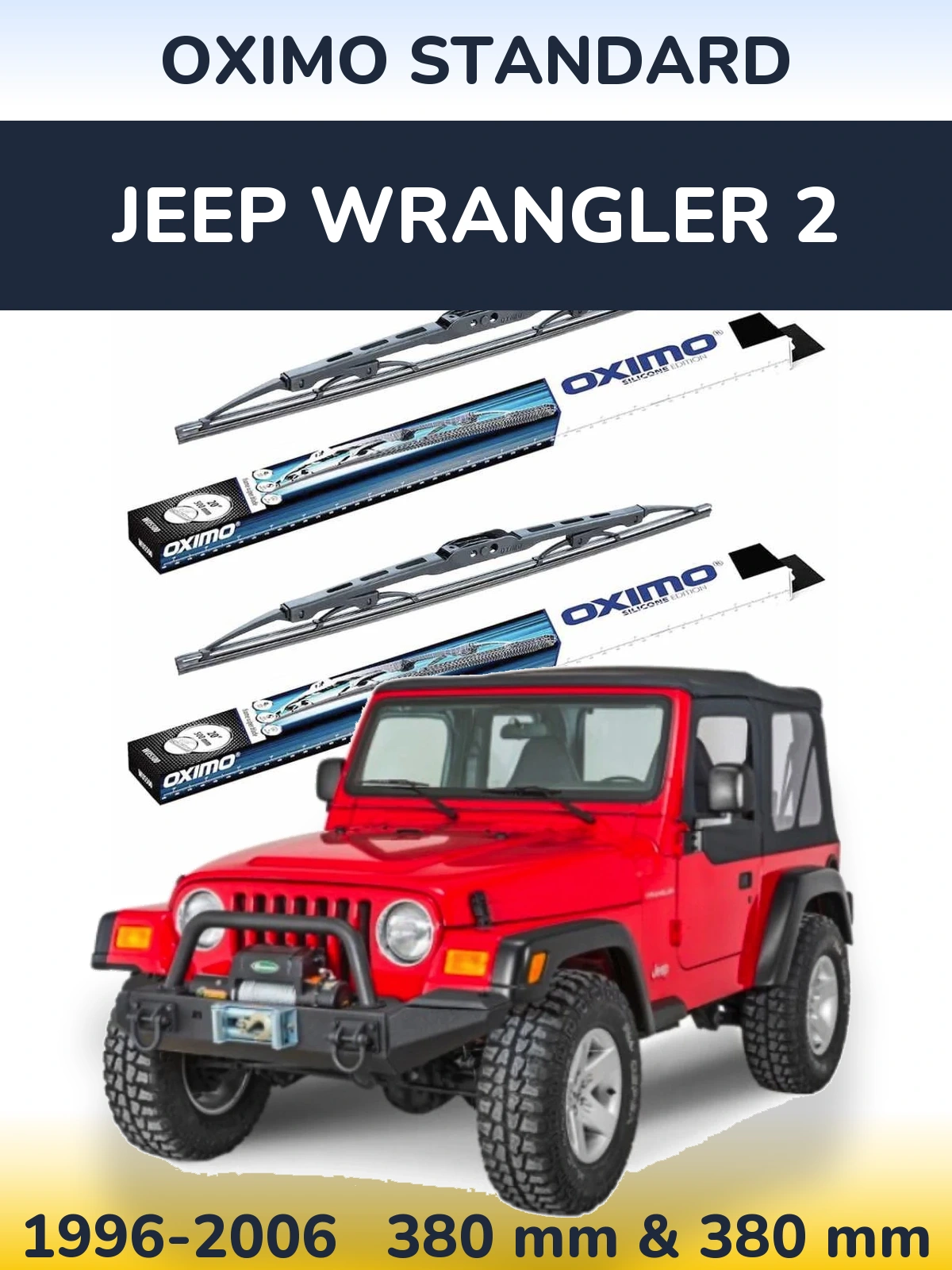 Front wiper blade set Oximo Standard 375 & 375 mm for Jeep Wrangler 2 1996-2006