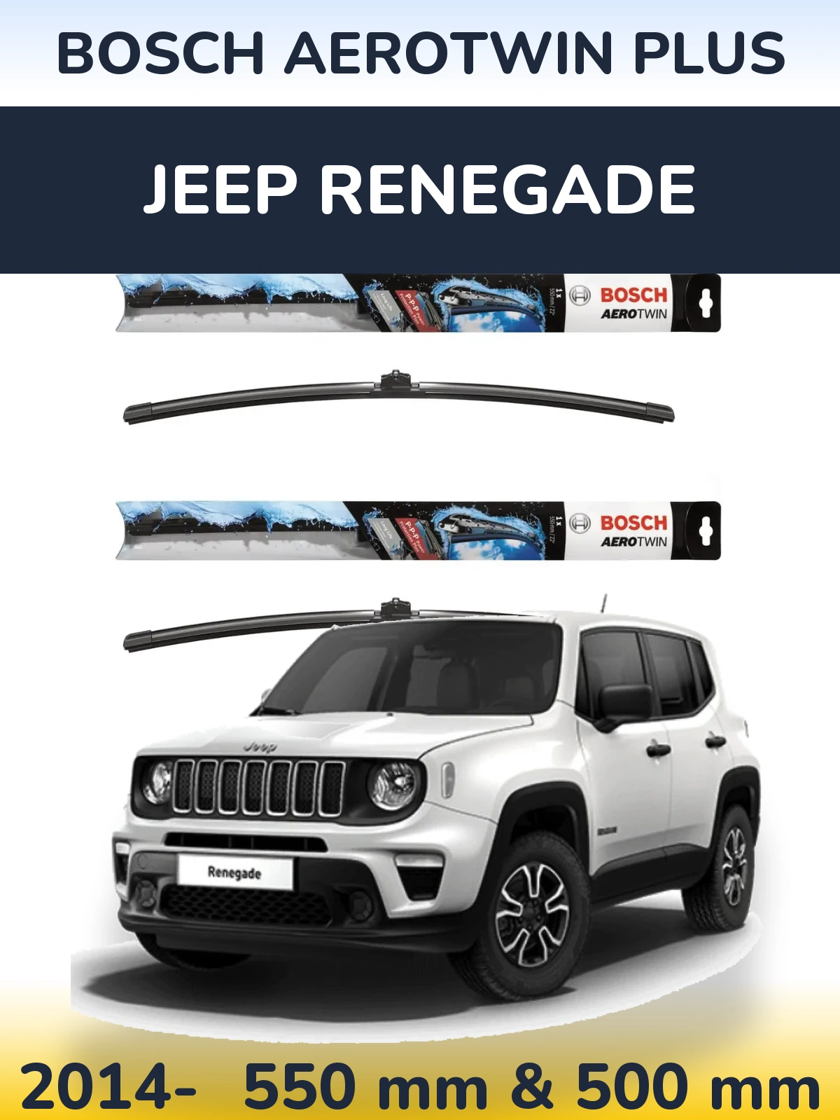 Комплект передних дворников BOSCH AeroTwin Plus 550 & 500 мм для Jeep Renegade 2014-2026