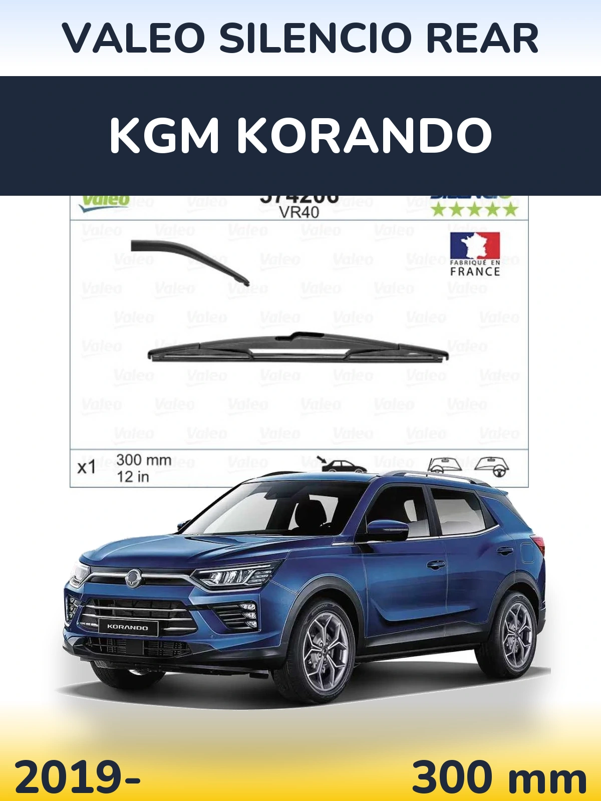 Rear wiper blade Valeo Silencio Rear 300 mm for KGM Korando 2019-2026