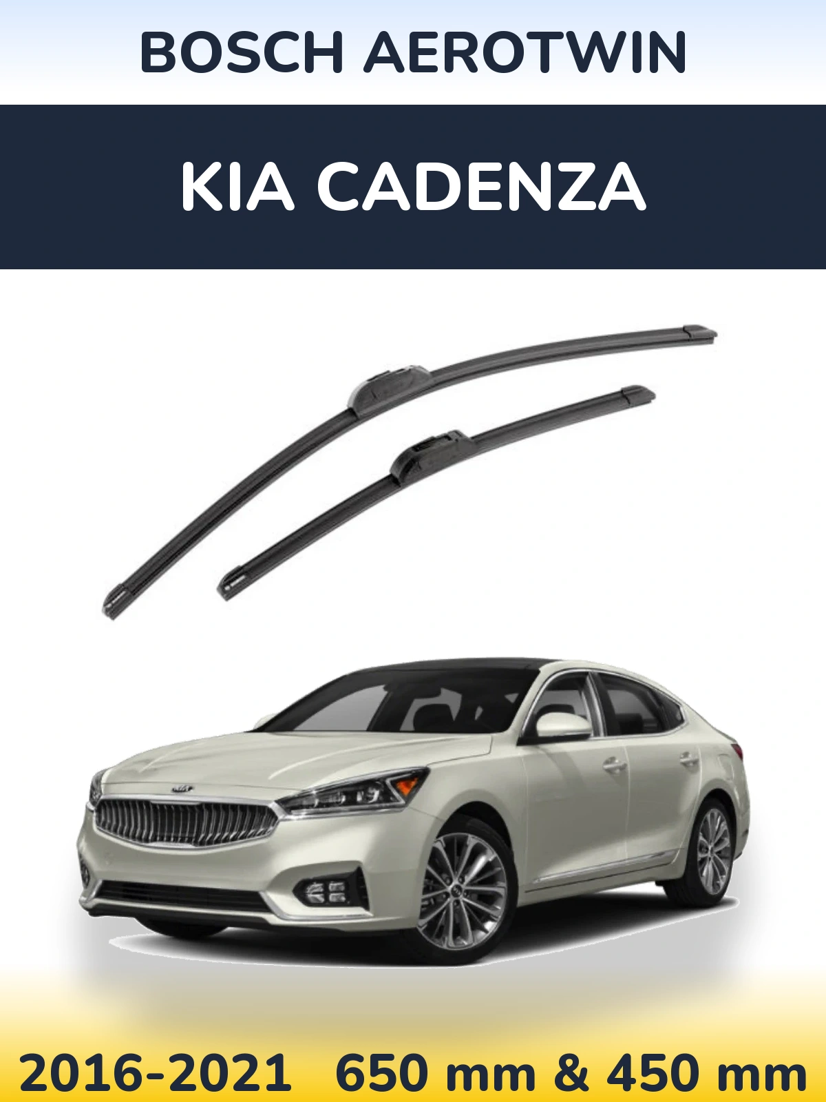 Front wiper blade set BOSCH AeroTwin 650 & 450 mm for KIA Cadenza 2016-2021