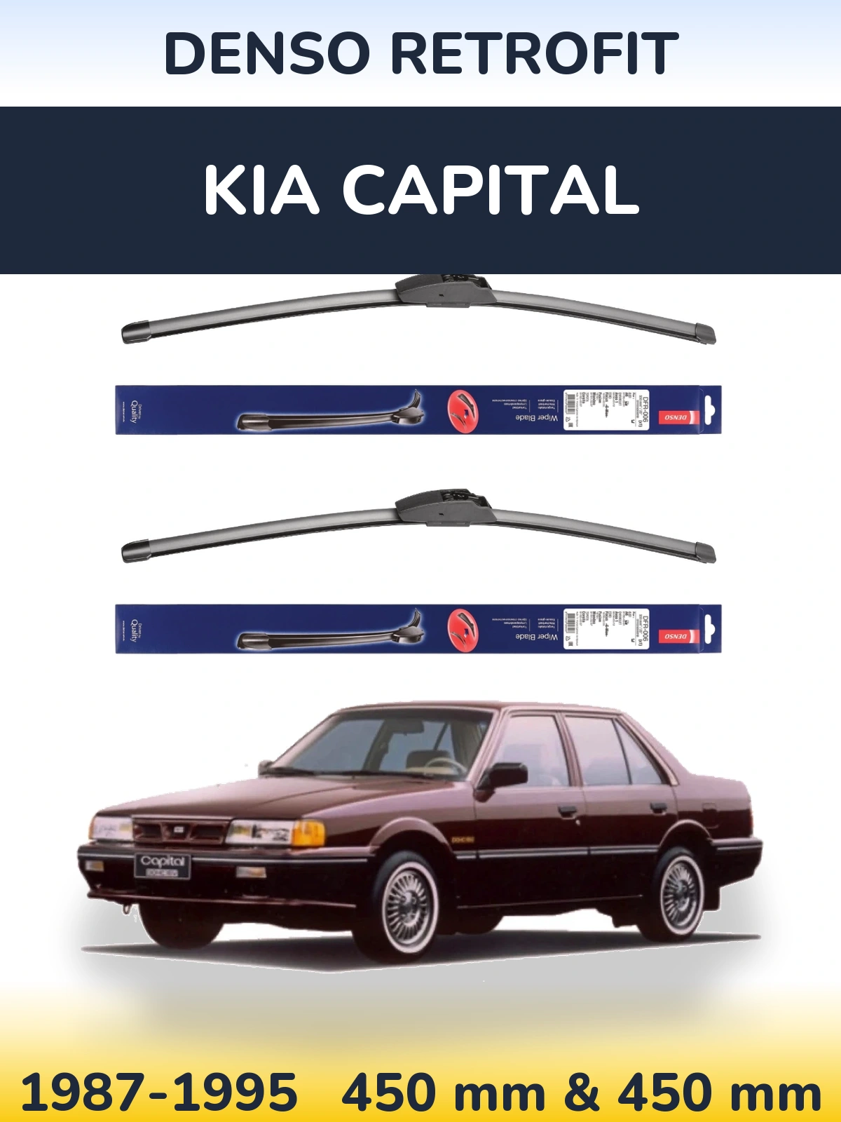 Комплект передних дворников Denso Retrofit 450 & 450 мм для KIA Capital 1987-1995