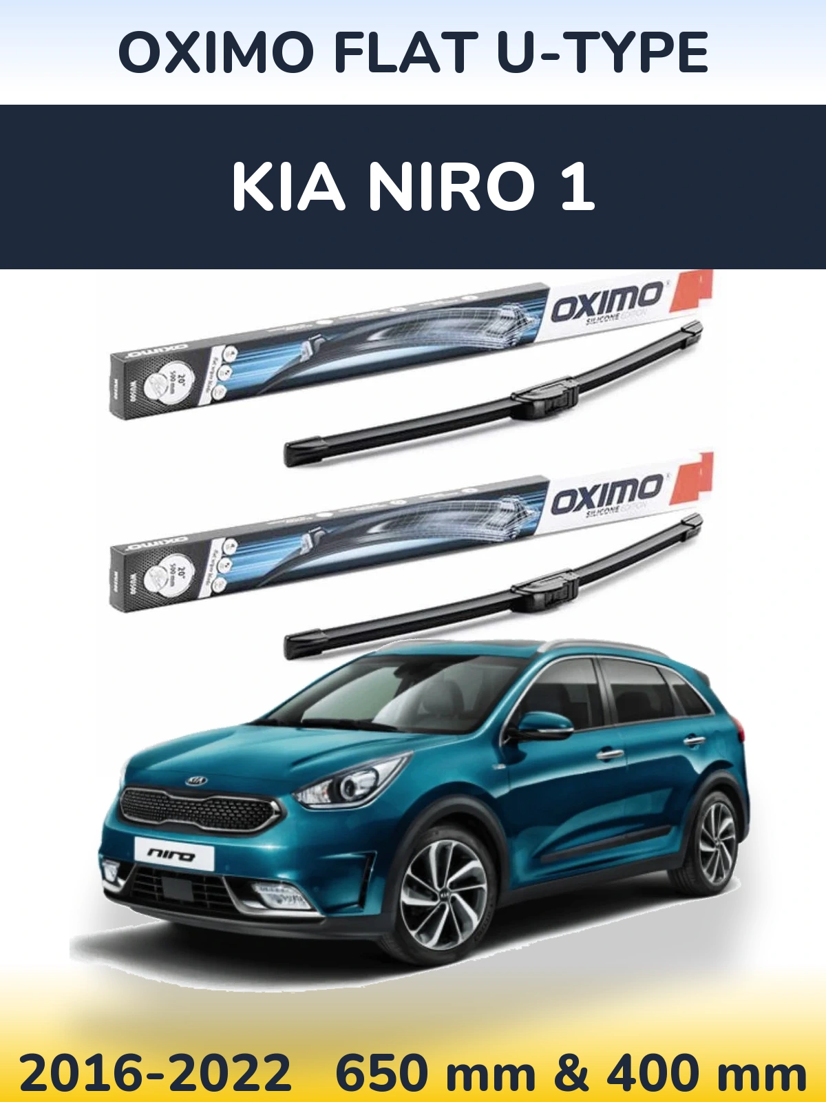 Комплект передних дворников Oximo Flat U-type 650 & 400 мм для KIA Niro 1 2016-2022